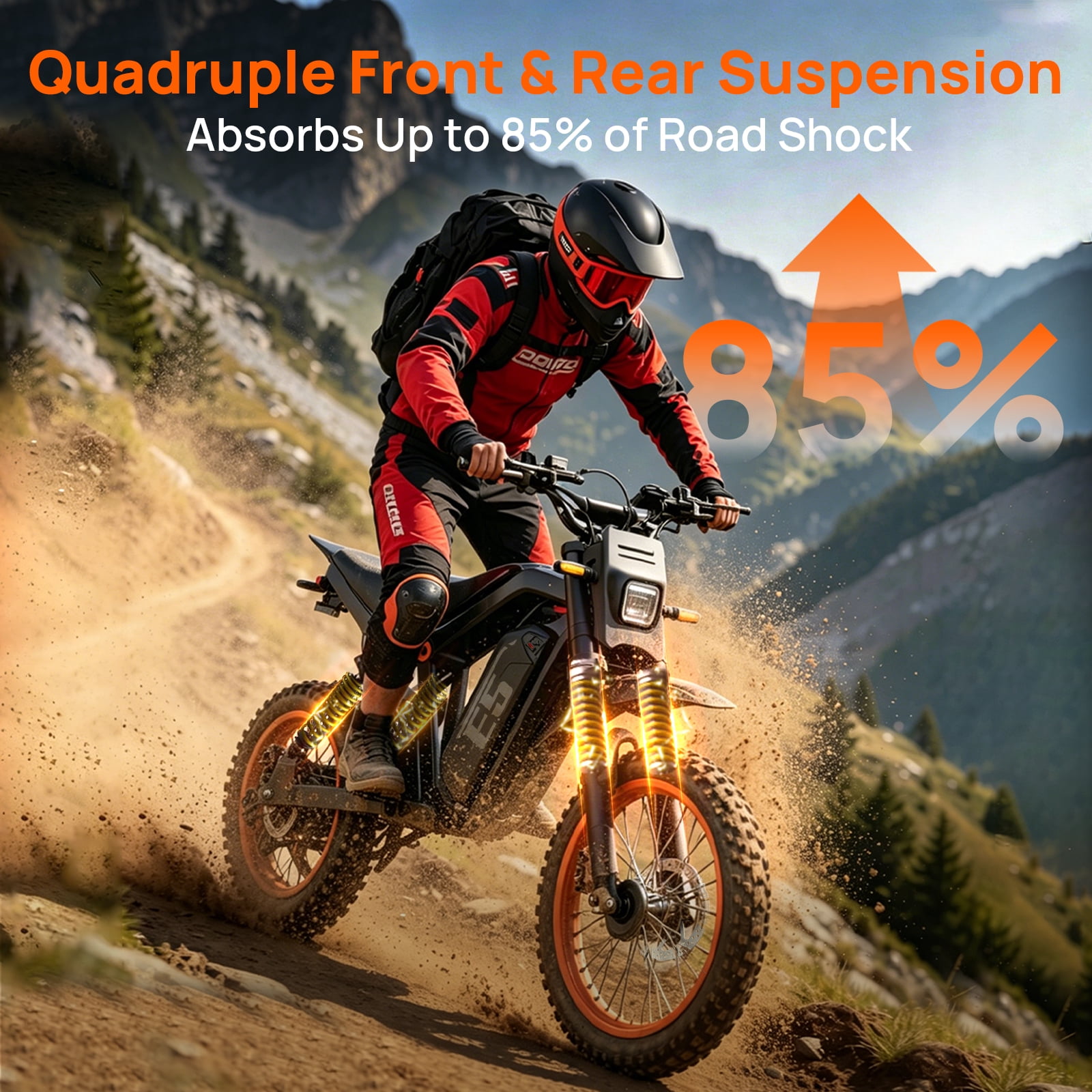TieTie Electric Dirt Bike for Adults and Teens, Off-Road Motorcycle with 1500W Motor and 48V Battery (Black) fkuyt