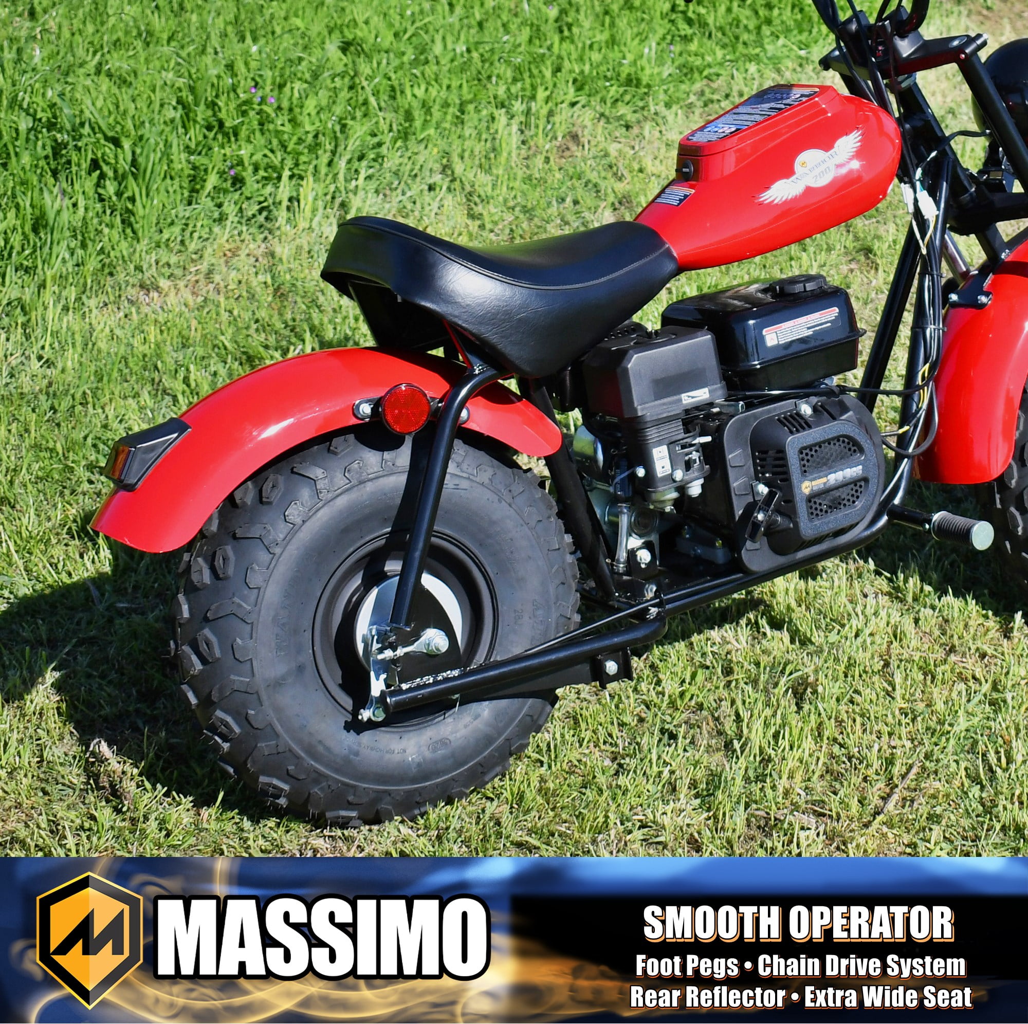 Massimo MB200 Minibike 196cc Gas Powered Off-Road Trail Bike (Red, 200 lb Capacity) wx2zh