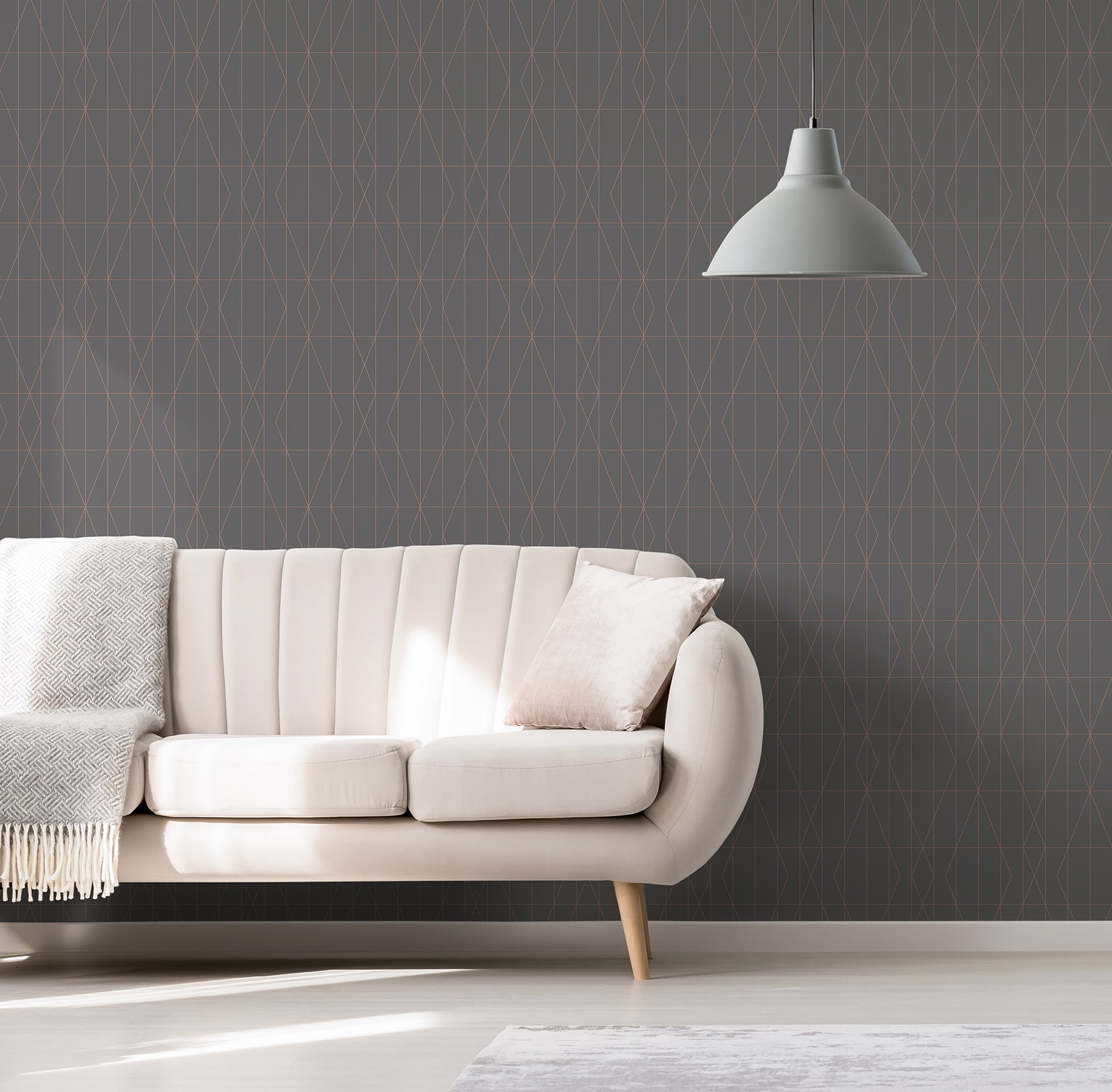 Brewster Home Fashions LeVeque Charcoal Deco Diamond Geometric Wallpaper (Non-Woven, 20.5-in x 33-ft) nlhdk