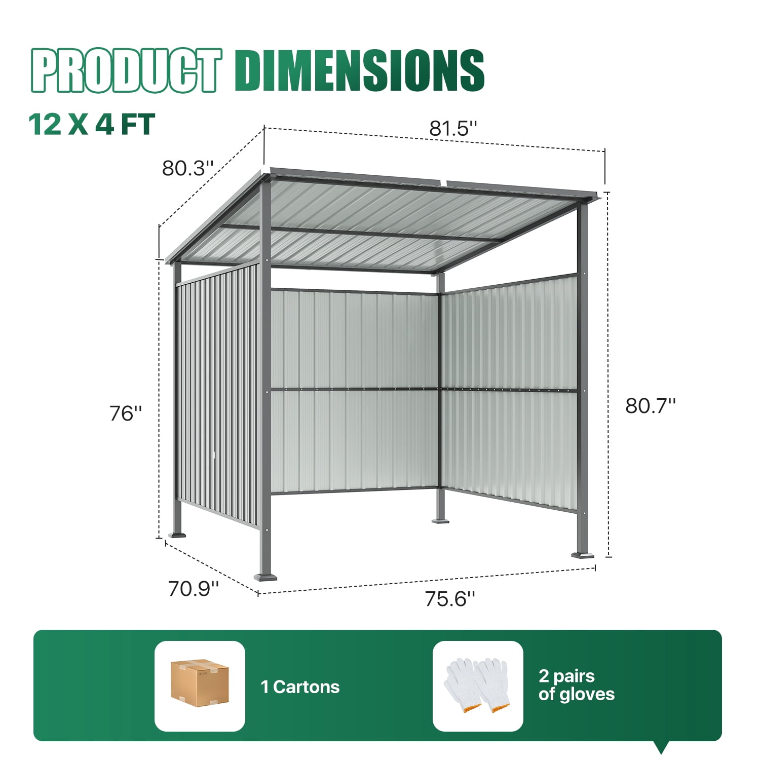 BaPiPro Outdoor Metal Storage Shed, Weather-Resistant Steel Grill Gazebo and Bike Shelter (Black, 6x6 ft) xm32j
