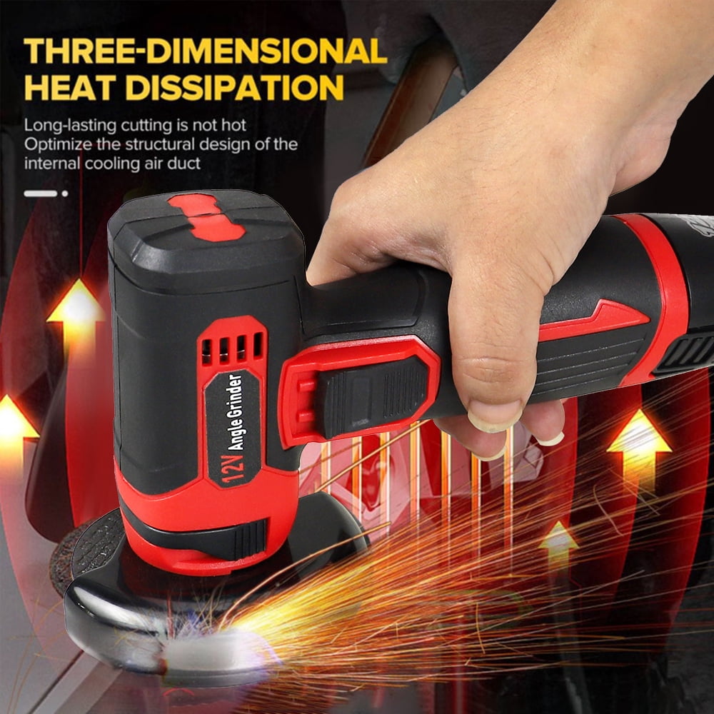 NEWONE Cordless Angle Grinder Kit, 3 in Mini Power Tool for Cutting and Grinding, 12V High-Speed Motor with 2 Batteries and 5 Discs z0ufo