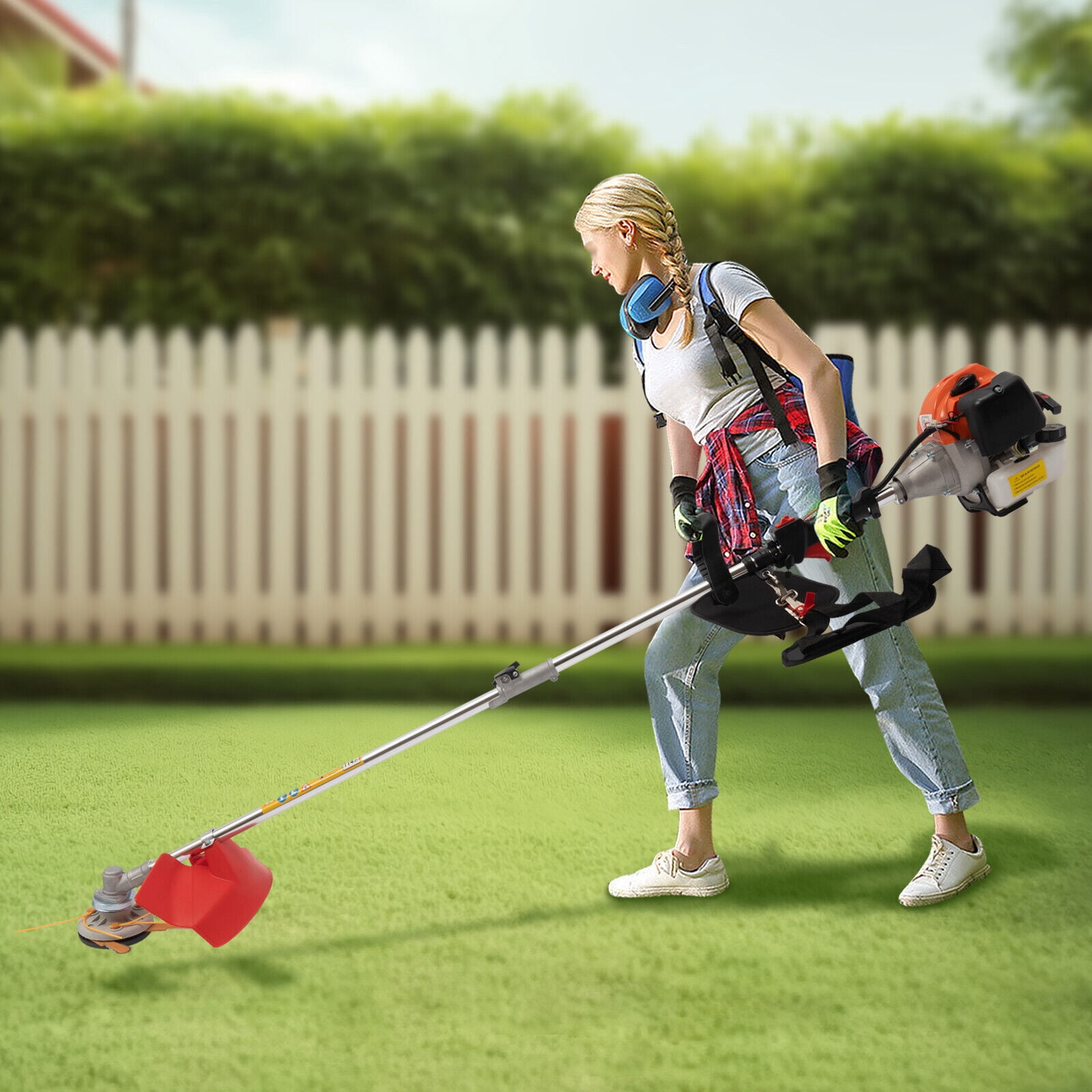 Generic 33cc Gas Powered Weed Trimmer and Brush Cutter with Adjustable Handle (Red, 1 Unit) f6ih6