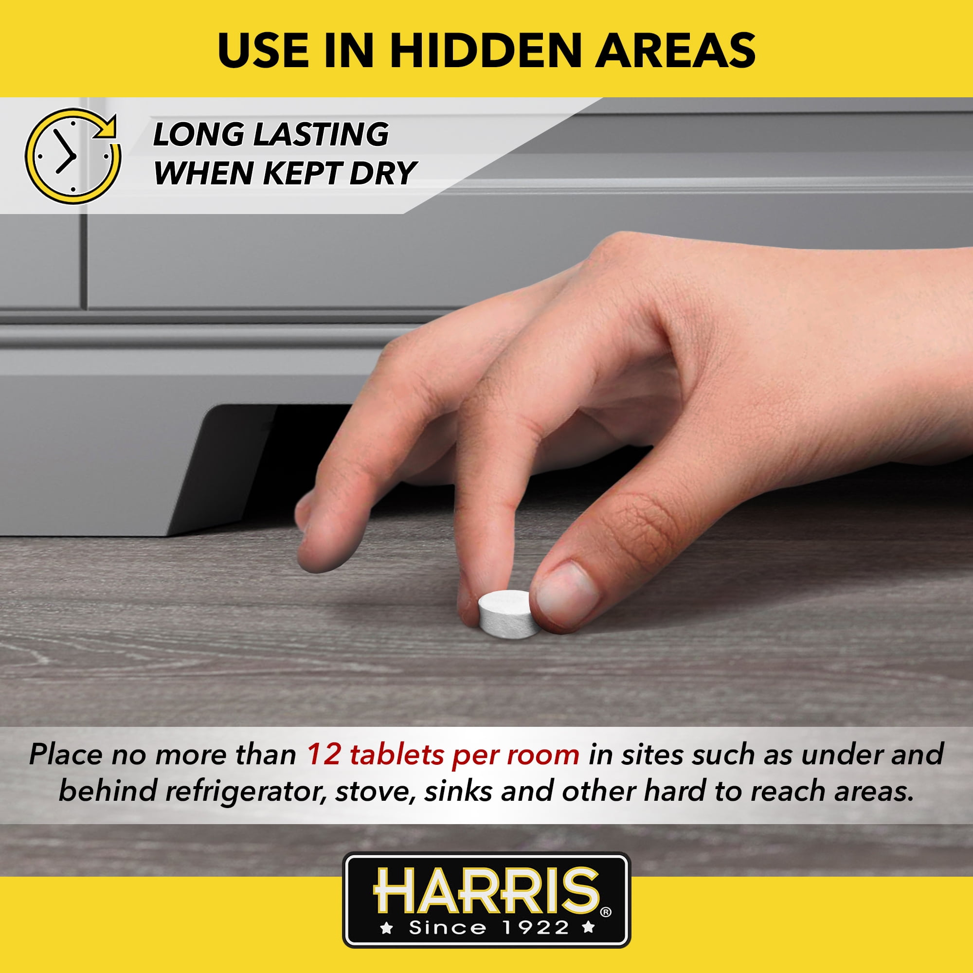 Harris Roach & Silverfish Killer Tablets, Long-Lasting Pest Control Treatment (6 oz) y4r2c