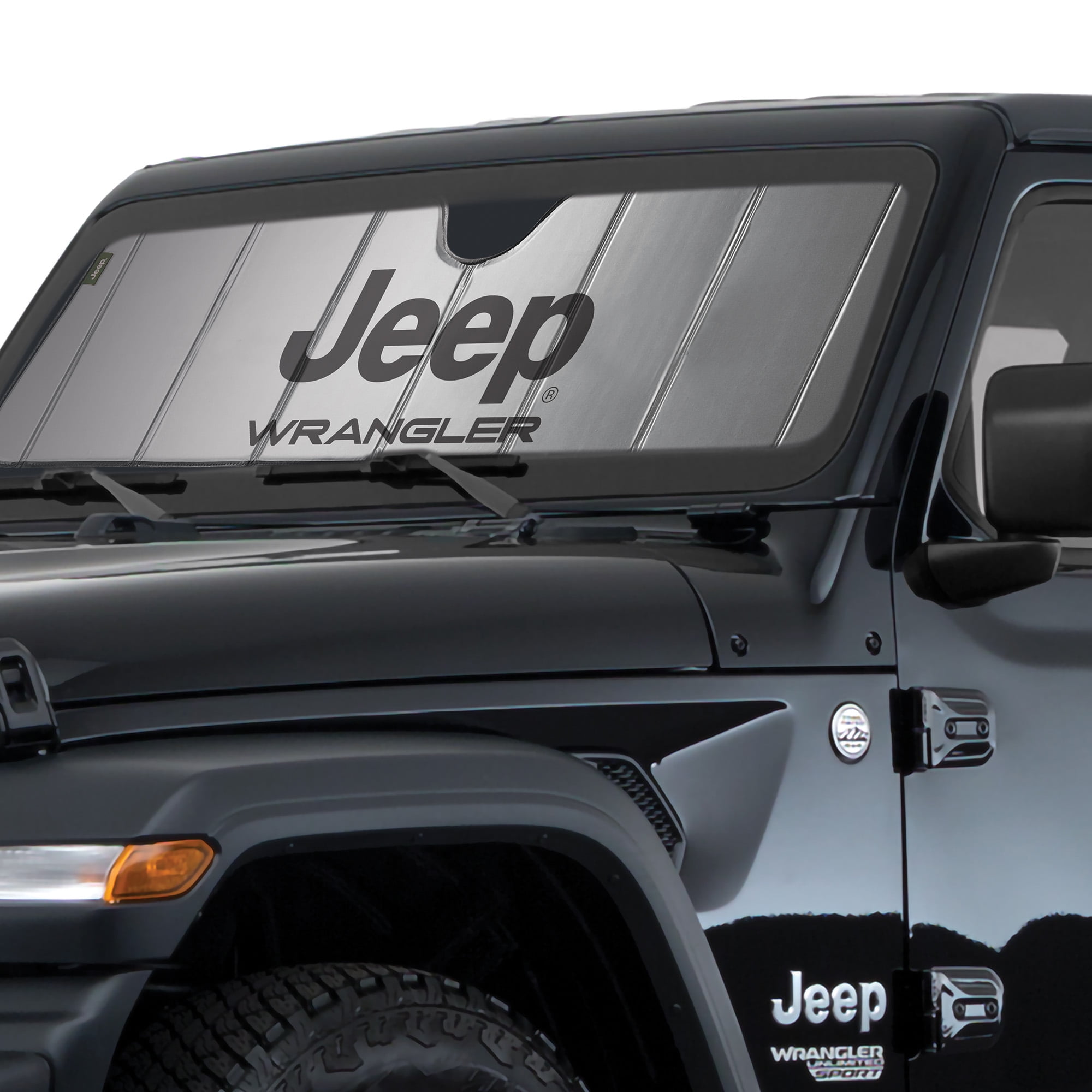 Jeep Plasticolor Wrangler Custom-Fit Auto Sunshade (Black, 15 in x 53.5 in) rupnm