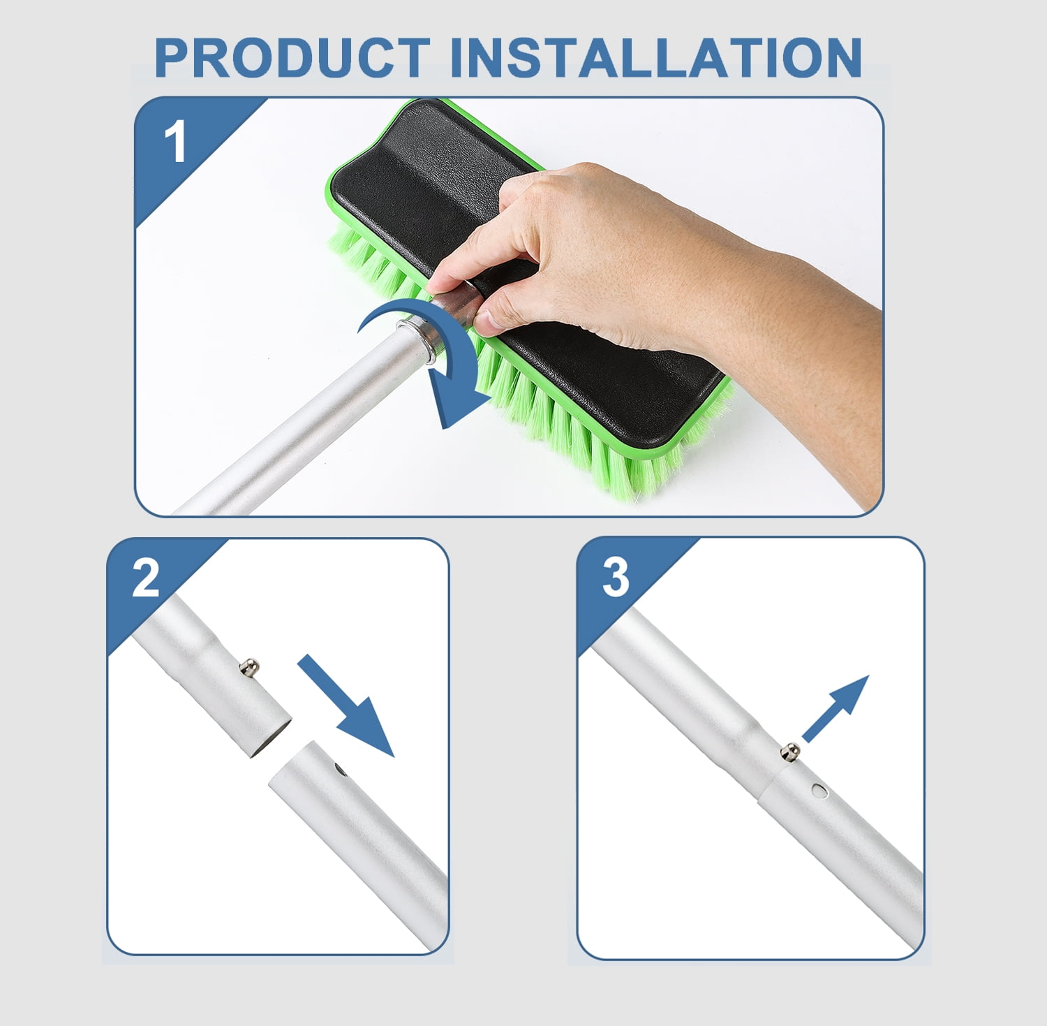 Nicecastle V-Shaped Car Wash Brush with Long Handle, Scratch-Free PBT Bristles for SUV, RV, and Truck (Green, 59 in) cg1kb