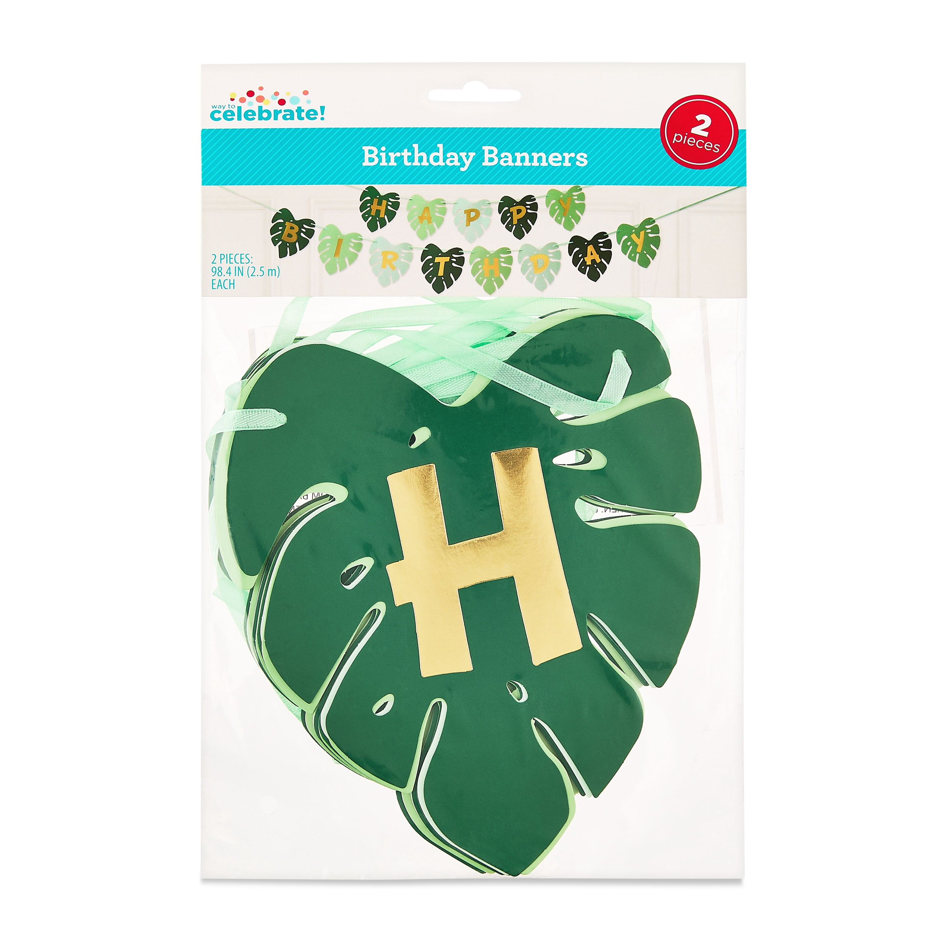 Way To Celebrate Happy Birthday Jungle Banner, Gold Foil Lettering, Party Decoration (Gold, 92 in) 4pa3r