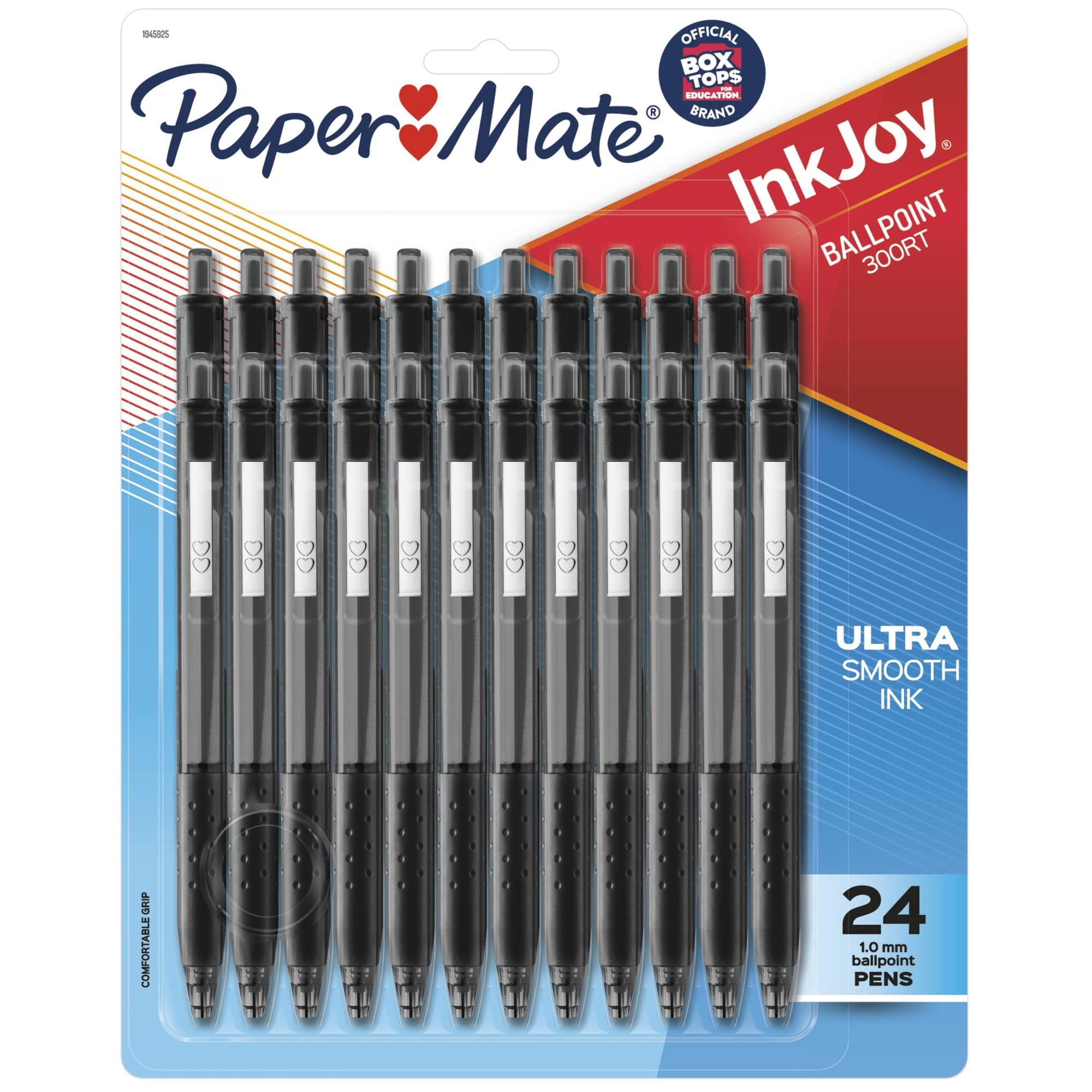 Paper Mate InkJoy 300 RT Retractable Pens, Medium Point, Smooth Writing, Black Ink (Clear, 24 Pack) n7hmr