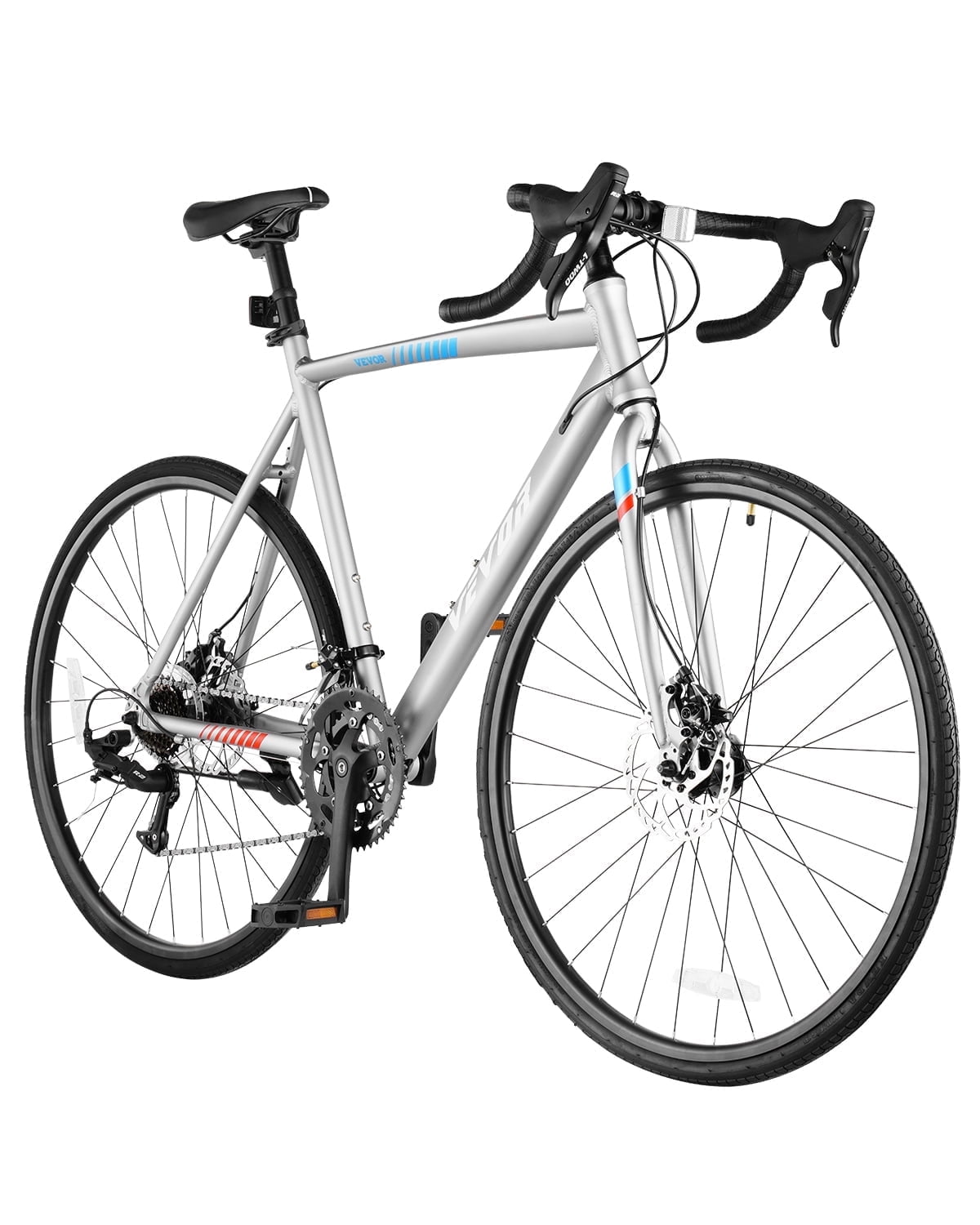 VEVOR Road Bike, 14-Speed Racing Bicycle with Aluminum Alloy Frame, Disc Brake, Urban Commuter Sport Bike (Grey, 67 in) rstn5