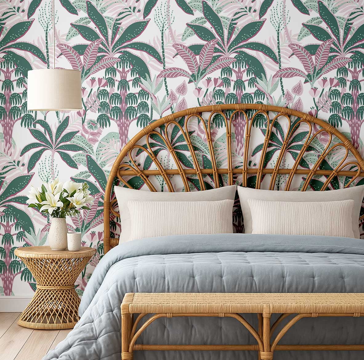 S4Sassy Tropical Banana Tree Peel and Stick Wallpaper, Removable Vinyl Wall Mural for Home Decor (Green, 25 in x 120 in) axl9n