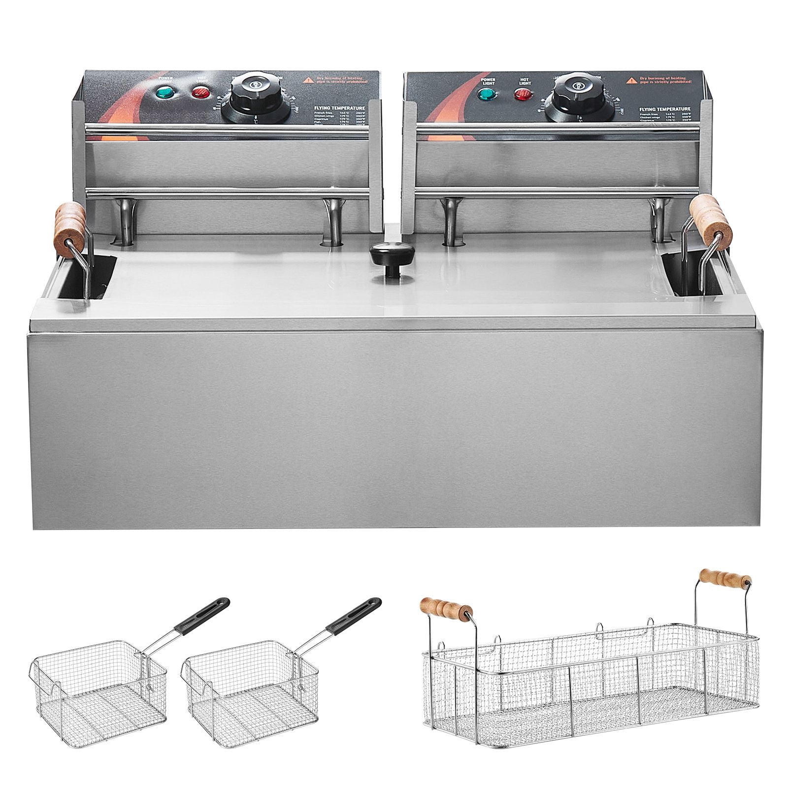 Grace Paws Commercial Electric Deep Fryer, Dual Heating Element Countertop Fryer with 3 Removable Baskets (12.7 fl oz Tank Capacity) 13zj3