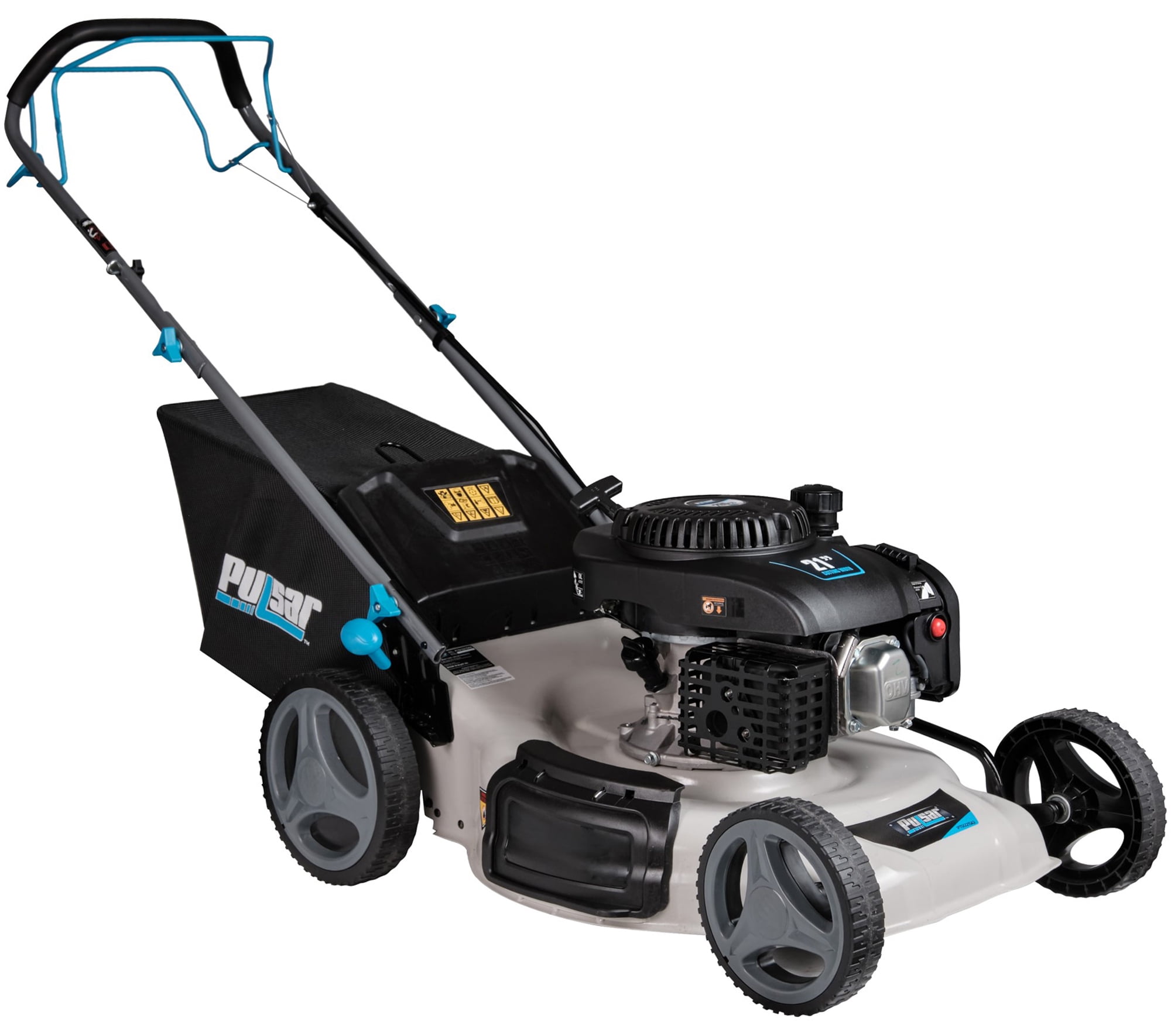 Pulsar Self-Propelled Gas Lawn Mower, 200cc 4-Stroke Engine, 3-in-1 Cutting System (White, 21 in) 8198v