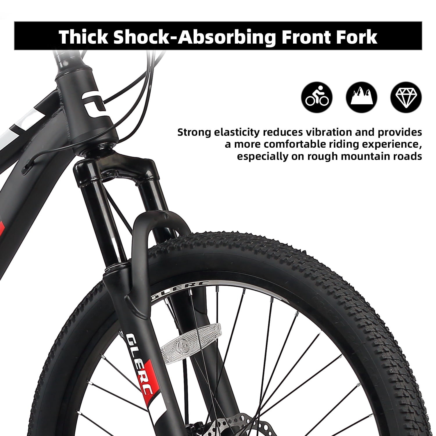 Glerc Skyline Kids Mountain Bike, 21-Speed Bicycle with Front Suspension and Dual Disc Brakes (Black, 24 in) 7bweo
