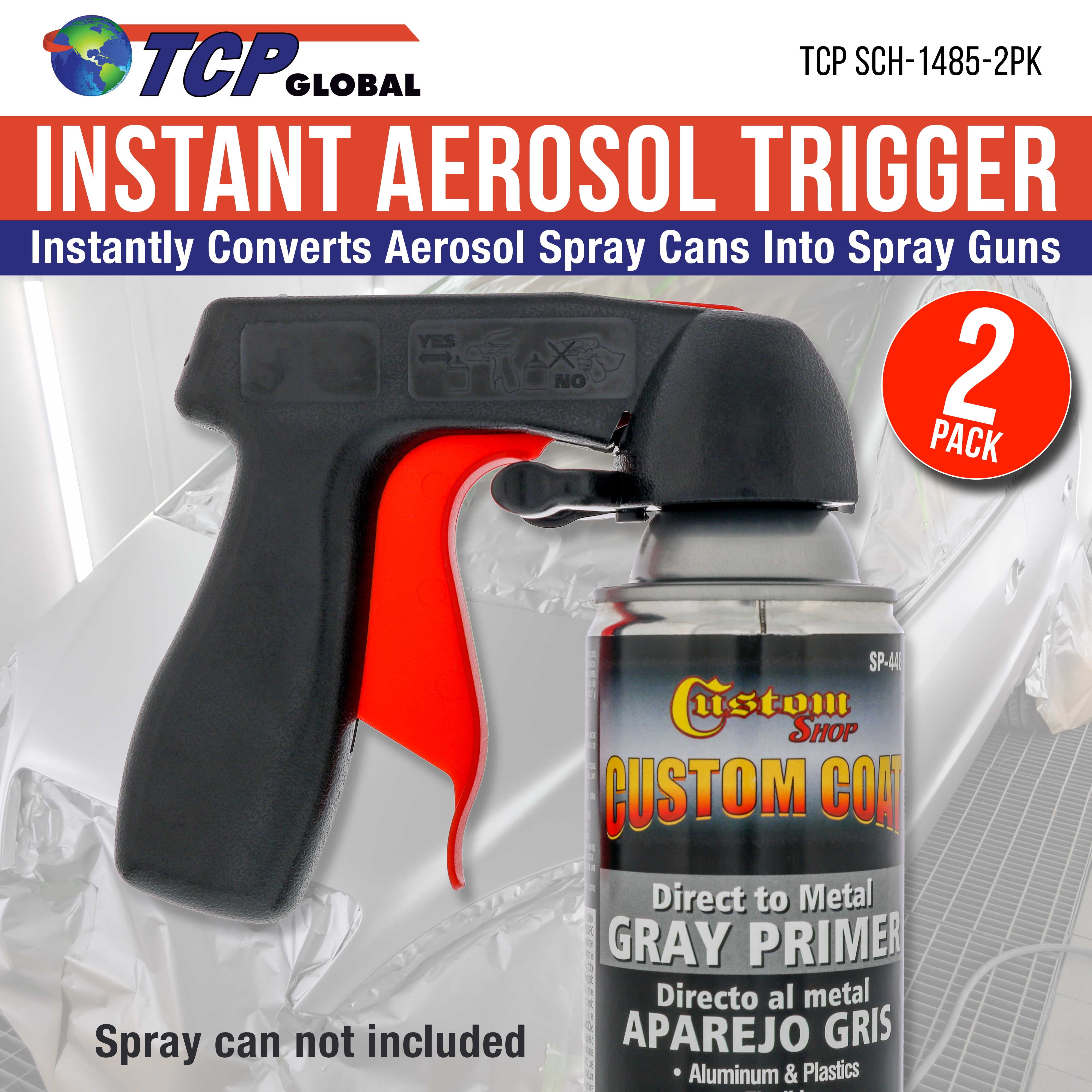 TCP Global Aerosol Spray Trigger Handle (Ergonomic Grip, Reusable) (Black, 2 Pack) tuhgm