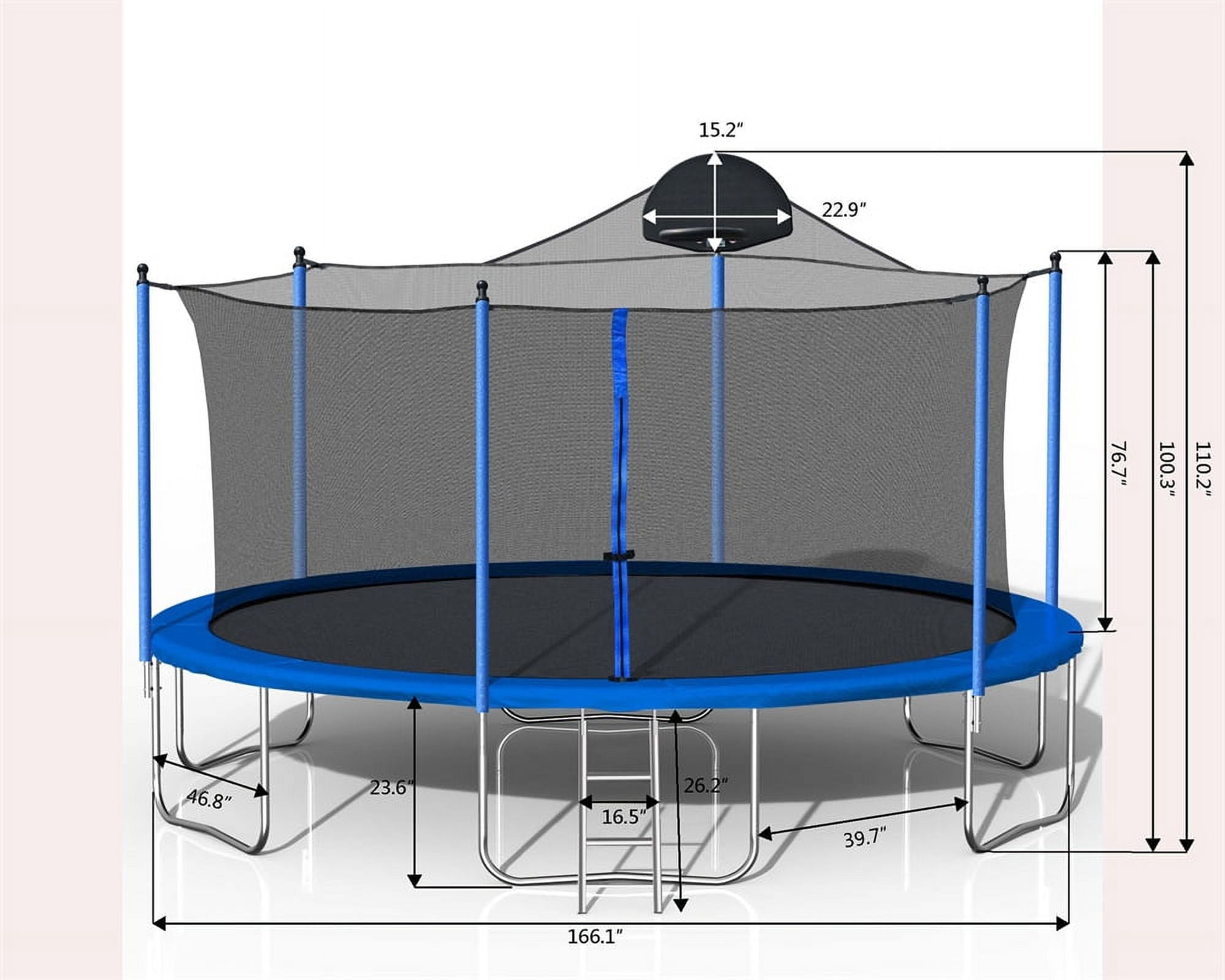 ARCTICSCORPION 14 ft Round Trampoline with Safety Enclosure, Basketball Hoop and Ladder (Blue, 14 ft) 9ov1a