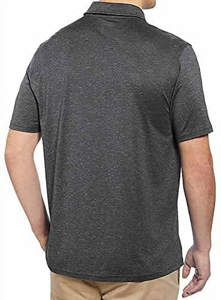 G.H. Bass Men's Short Sleeve Cooling Stretch UPF 50 Polo Shirt (Black Heather, Small) hts6h