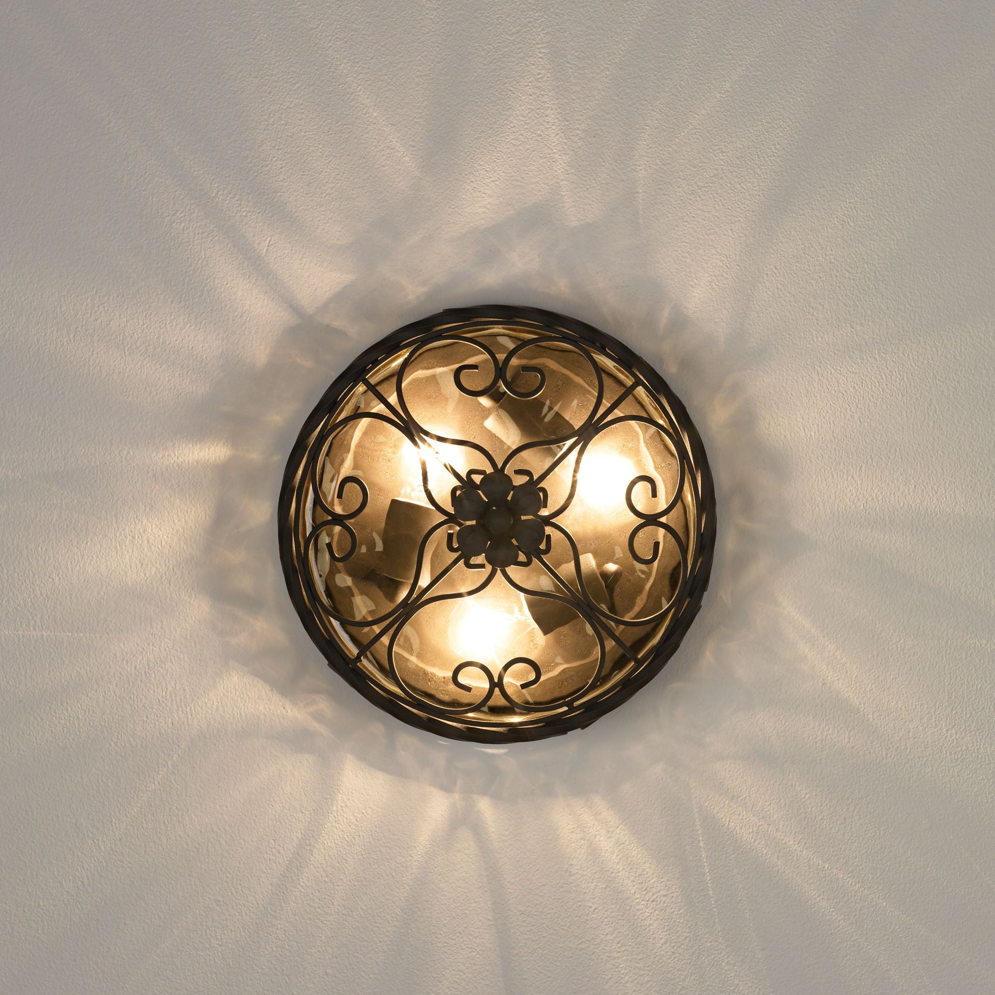 John Timberland Casa Seville Rustic Farmhouse Flush Mount Outdoor Ceiling Light Fixture (Dark Walnut, 12 in Wide) 43byl