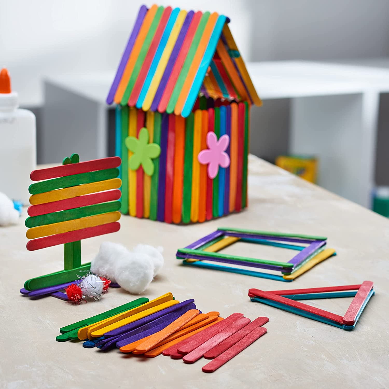 GUSTO Colored Craft Sticks for DIY Arts and School Projects (Assorted Colors, 1000 Count) 2mbxa