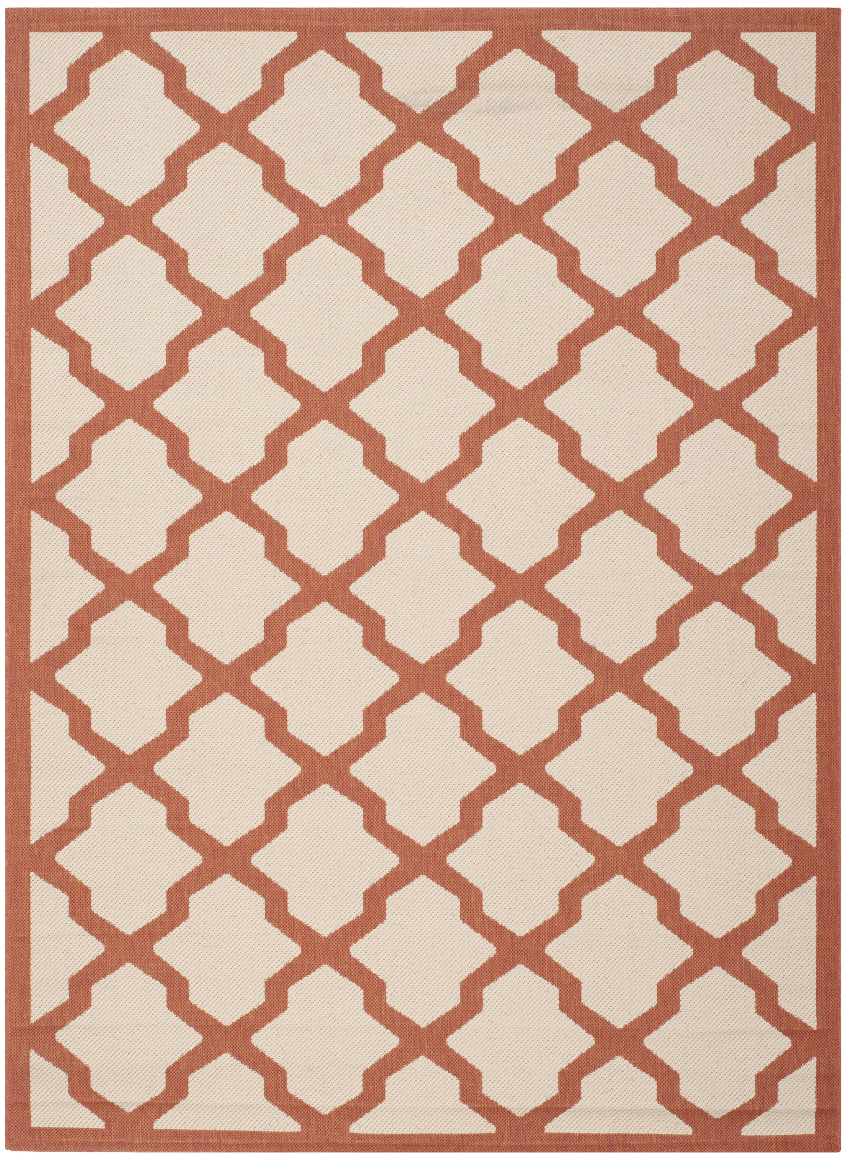 Safavieh Courtyard Amber Geometric Indoor/Outdoor Area Rug (Beige/Terracotta, 5 ft 3 in x 7 ft 7 in) fo7mt