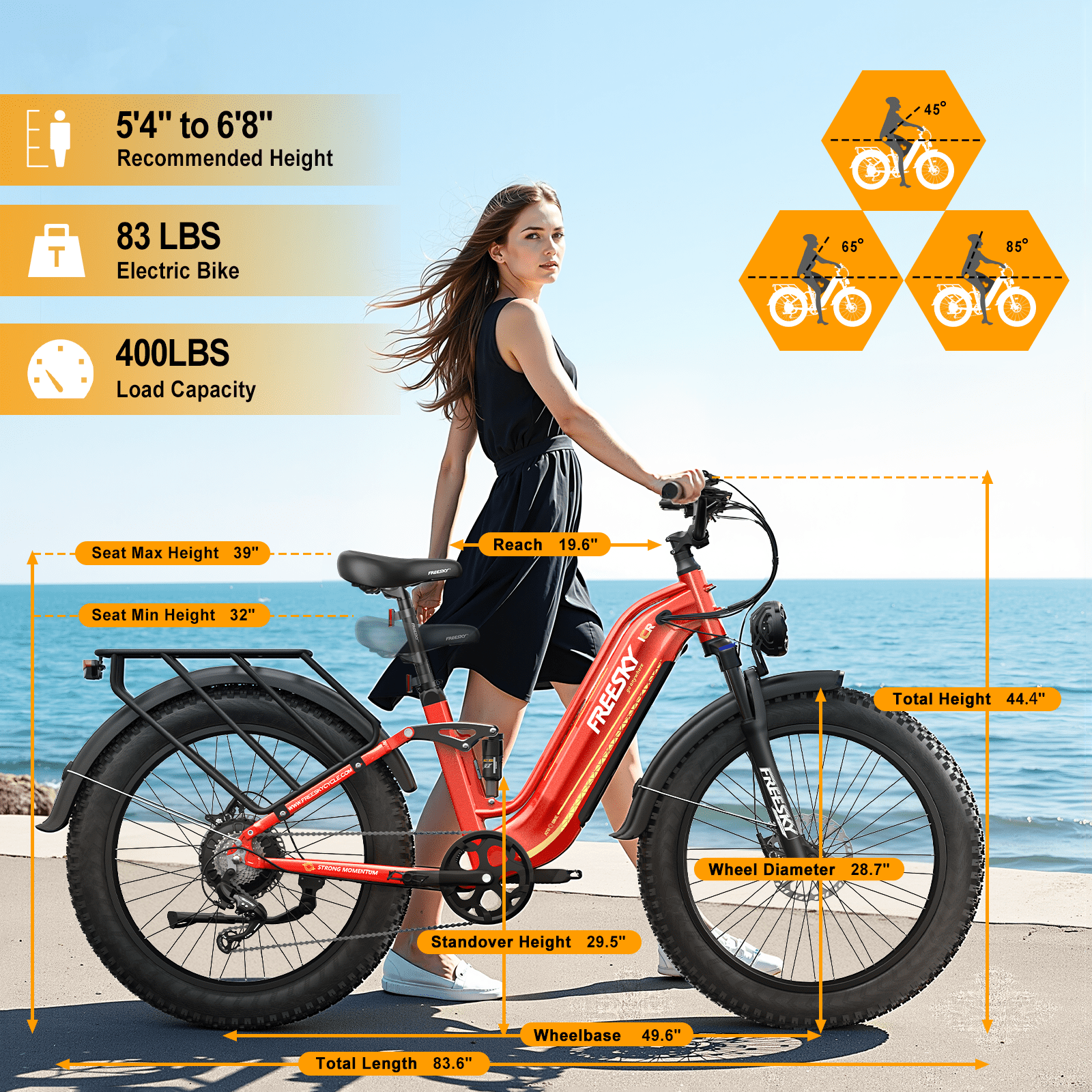 FREESKY Electric Bike for Adults 3000W Motor 105-Mile Range Step-Thru E-Bike (Blue, 26 in Fat Tire) ctz14
