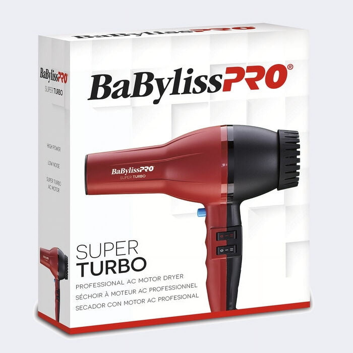 BaBylissPRO Turbo Dryer Professional Hair Blow Dryer with Concentrator Nozzle (Red, 2000 Watts) ghyzp