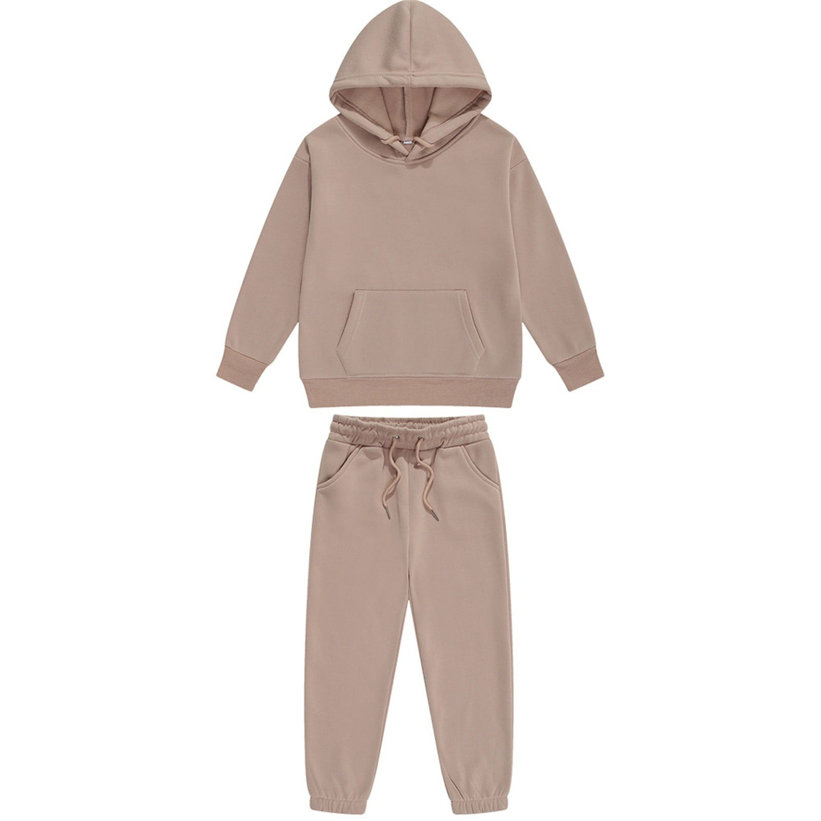 TQWQT Boys 2-Piece Athletic Sweatsuit Set Long Sleeve Hooded Sweatshirt and Jogger Pants (Beige, 3-4T) ji96s