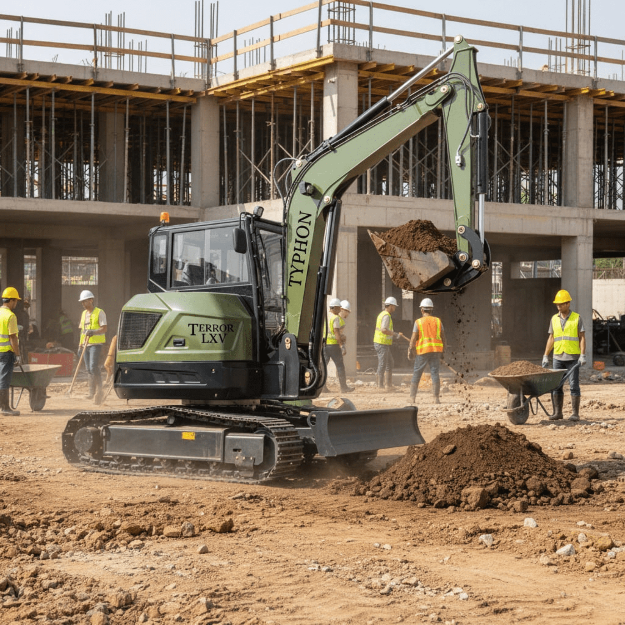 TYPHON TERROR LXV 6.6-Ton Excavator with Kubota V2607 Diesel Engine (56.9 HP, Enclosed Cab) gx0hq