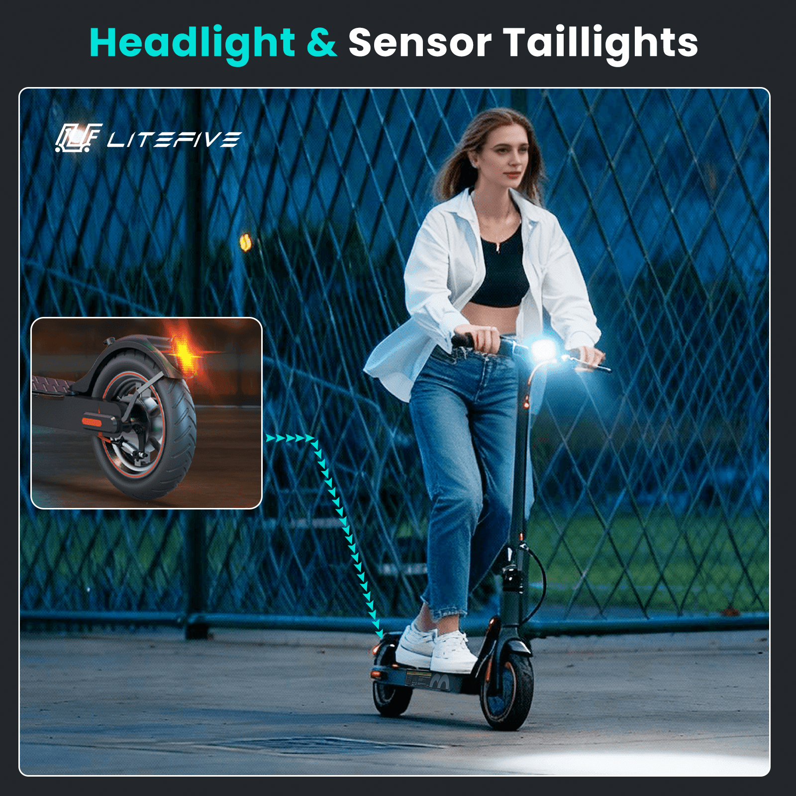 LiteFive LF3 Electric Scooter for Adults, Portable Foldable Commuter E-Scooter with 350W Motor (Black, 26 lb) f8jus