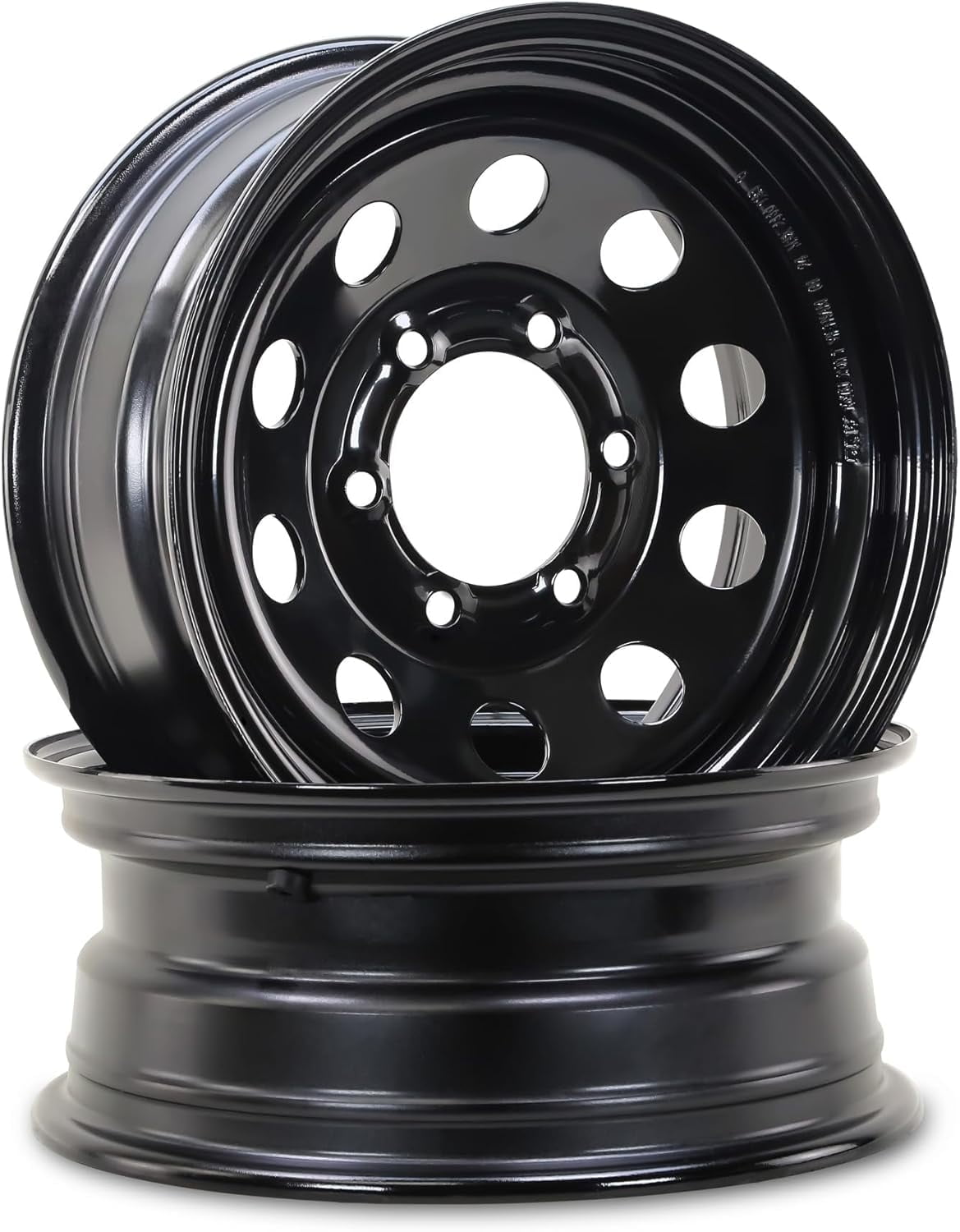 Libra Trailer Parts 15 x 6 in Trailer Wheels (6 Lug on 5.5 in Bolt Pattern, Black Mod, Set of 2) ewdfd