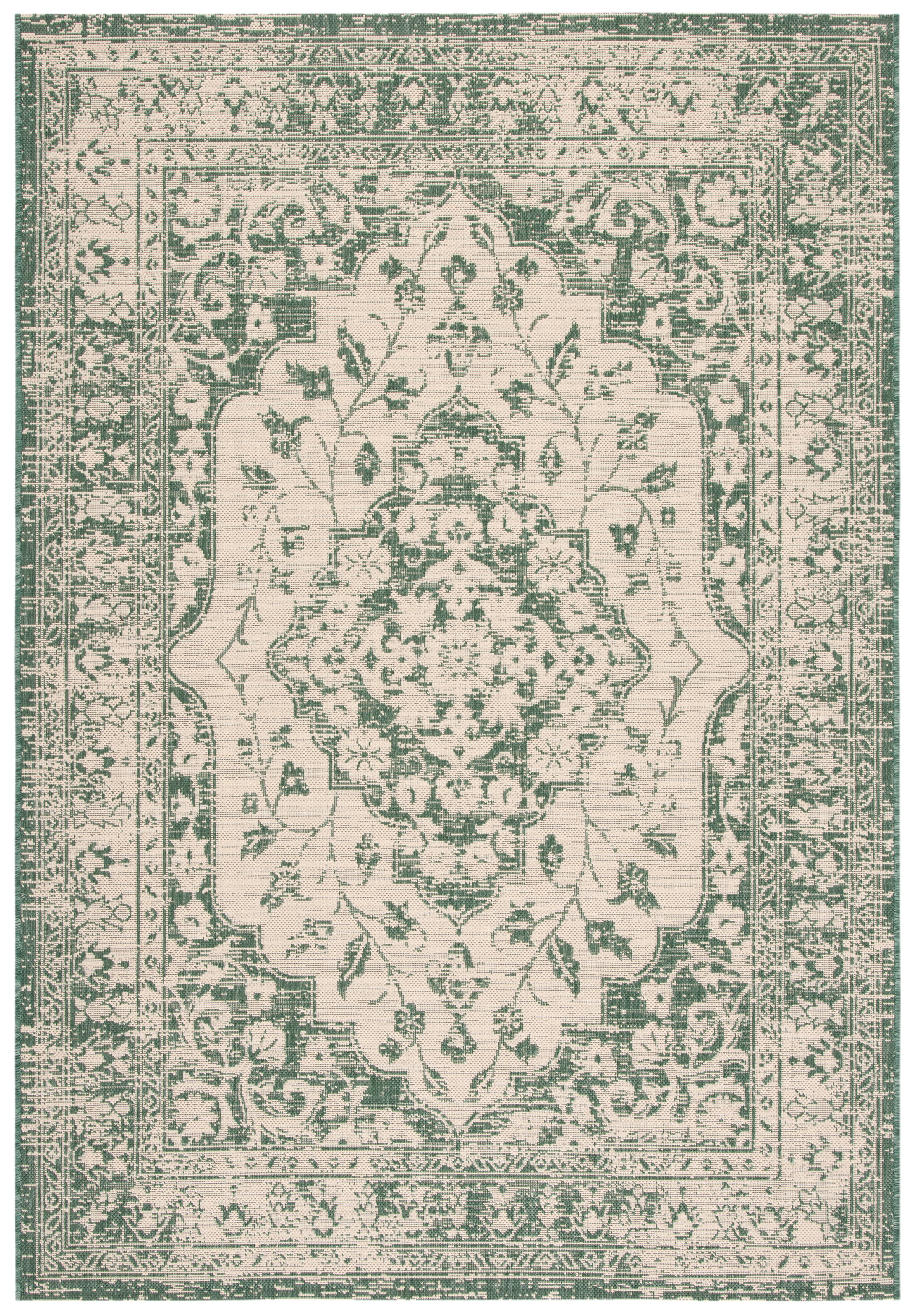 Safavieh Courtyard Carleton Medallion Indoor/Outdoor Area Rug (Beige/Dark Green, 5 ft 3 in x 7 ft 7 in) sefjn