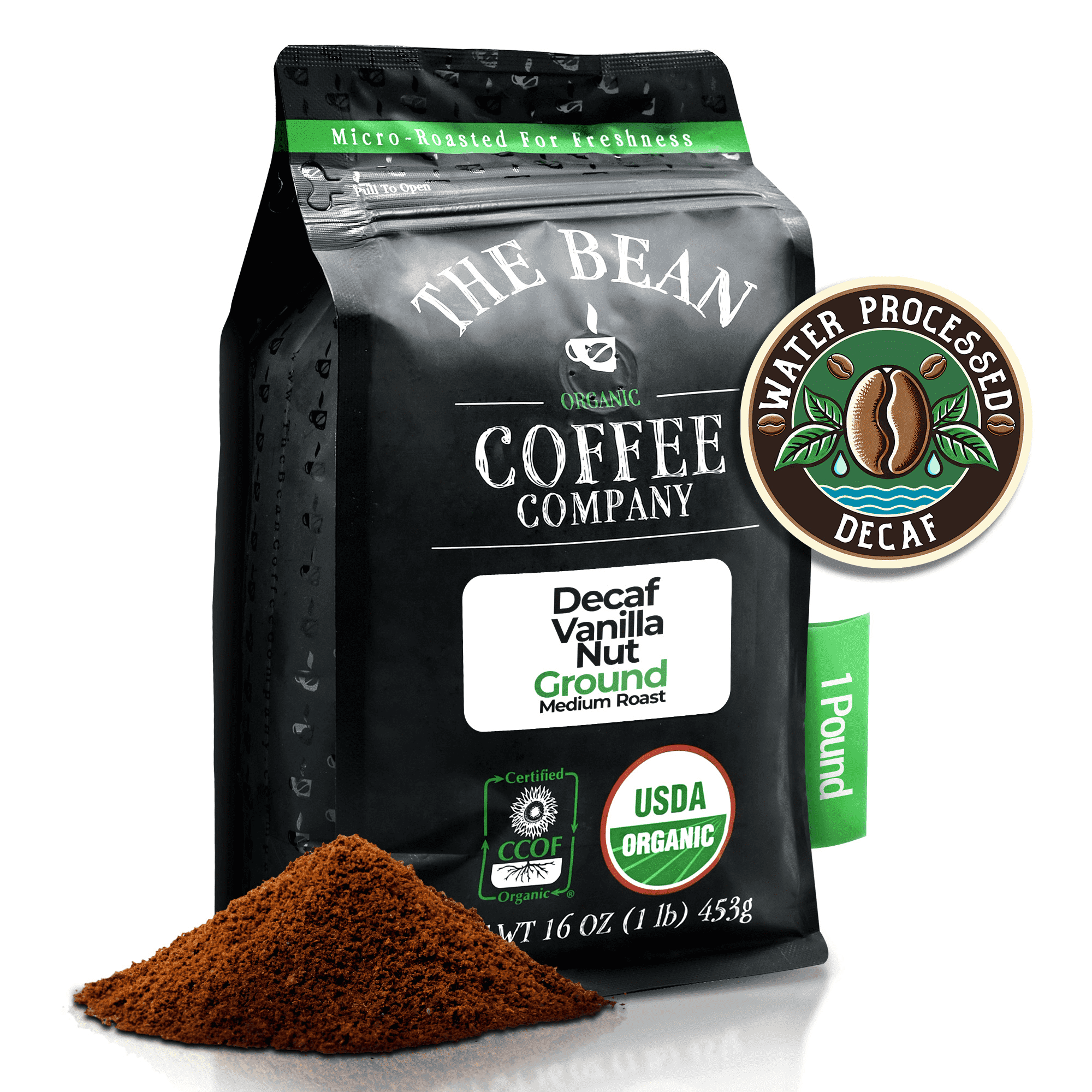The Bean Organic Coffee Company Water Processed Decaf Vanilla Nut Medium Roast Ground Coffee (16 oz) lfjor