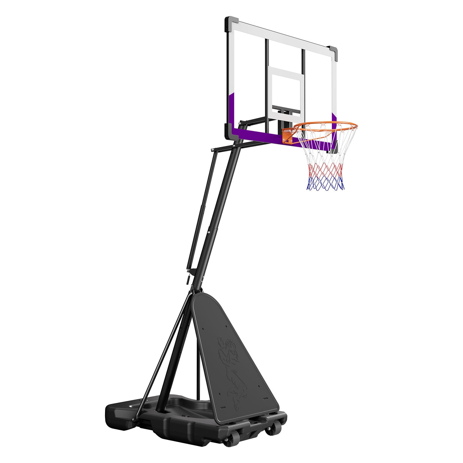 KFFKFF Portable Basketball Hoop System with Adjustable Height (10 ft, 48-inch Backboard, Black) 0vue8