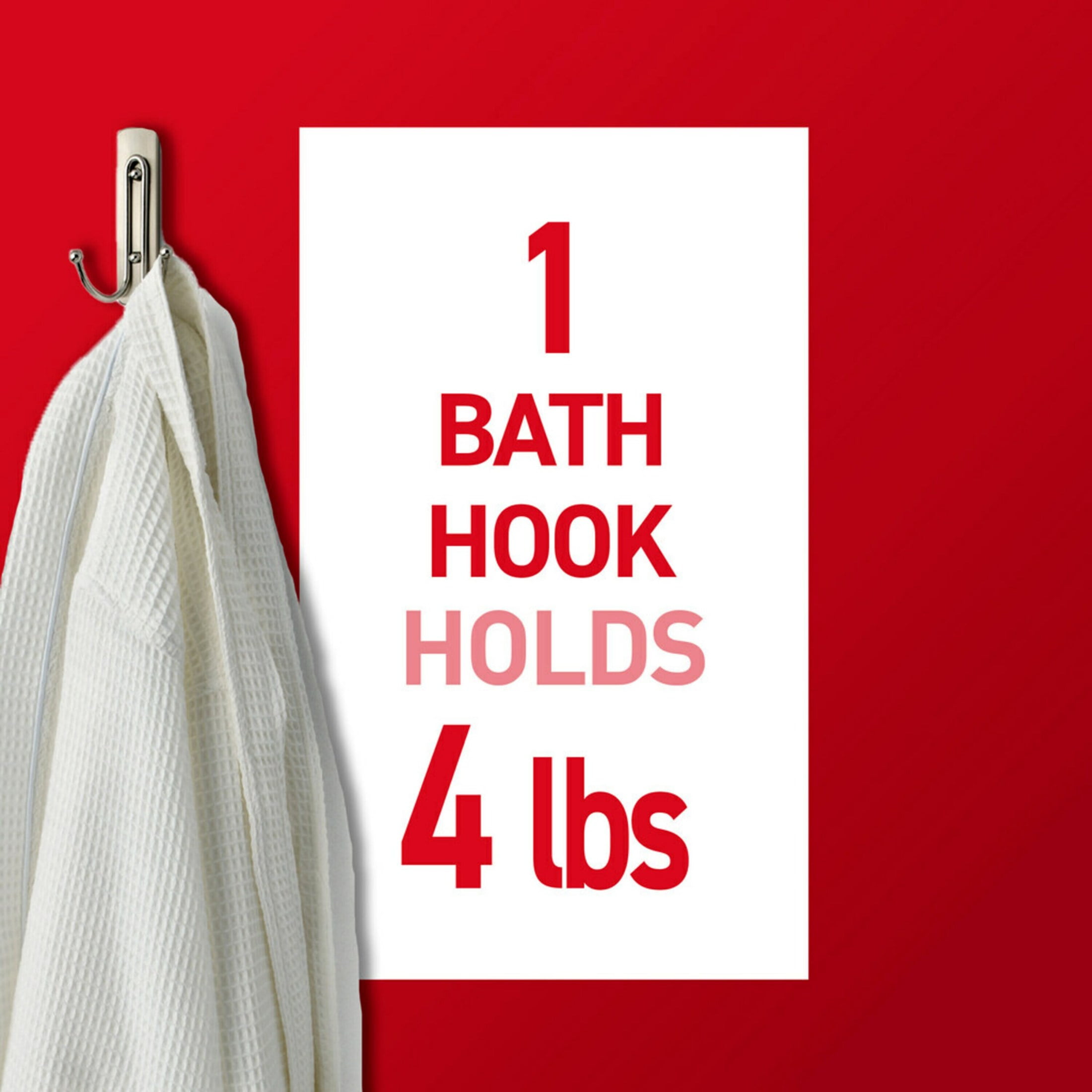 Command Large Double Bathroom Wall Hook, Damage-Free Adhesive Hanging, Satin Nickel (4 Pack) o9bnx