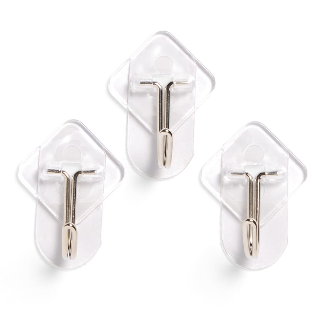 Hyper Tough Removable Hinged Hooks for Wall Organization, Damage-Free Adhesive Strips (Clear, 2 Pack, 1 lb Capacity) dtc66
