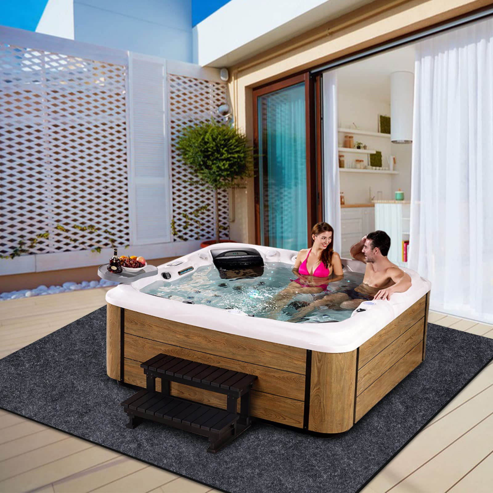 ZHIJYBO Heavy Duty Hot Tub Pad, Protective Pool Liner Mat for Inflatable Spas (80 in) v8yrf
