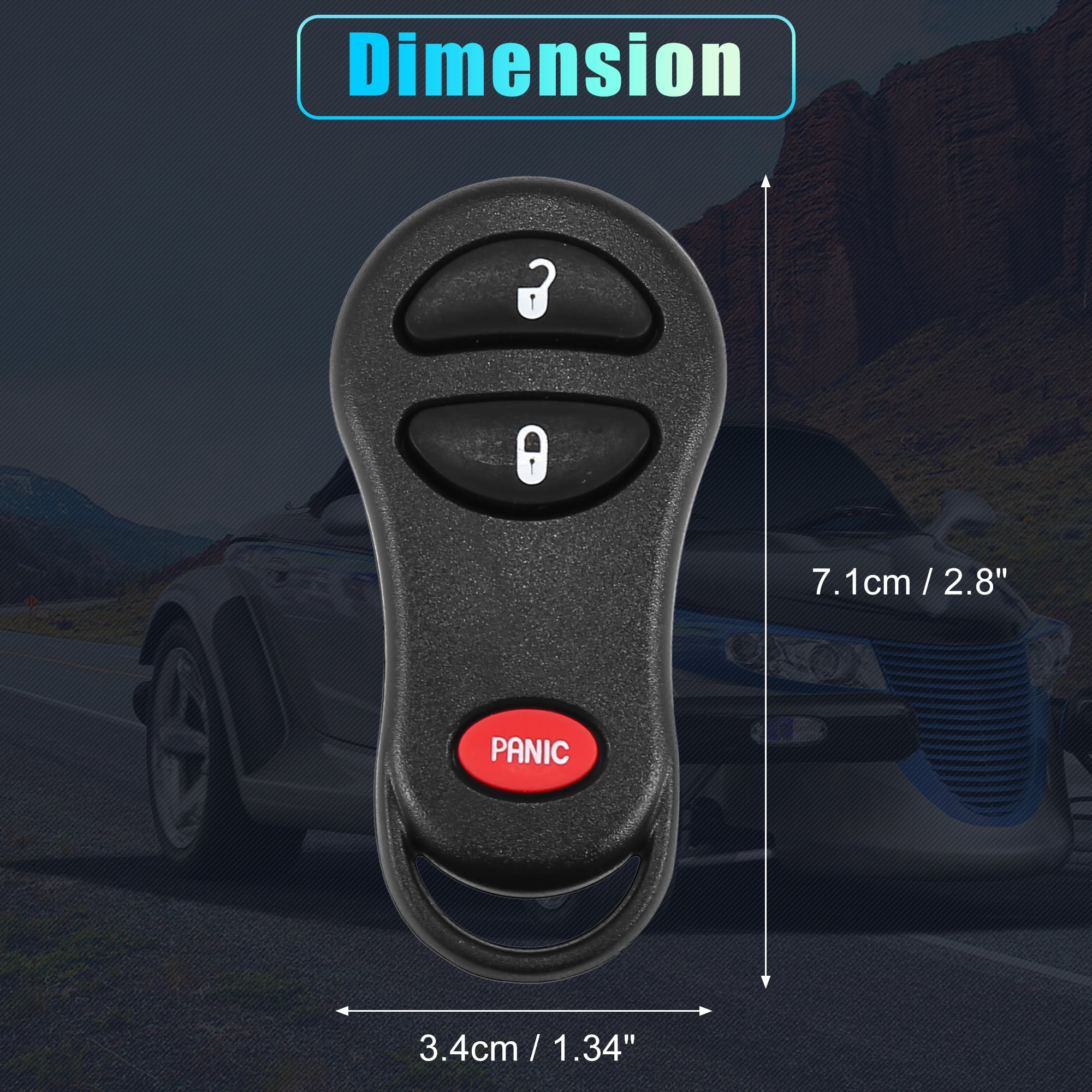 Unique Bargains 3-Button Keyless Entry Remote Car Key Fob GQ43VT17T 315MHz for Dodge Ram (Black, 2.8 in x 1.34 in) zbkhn