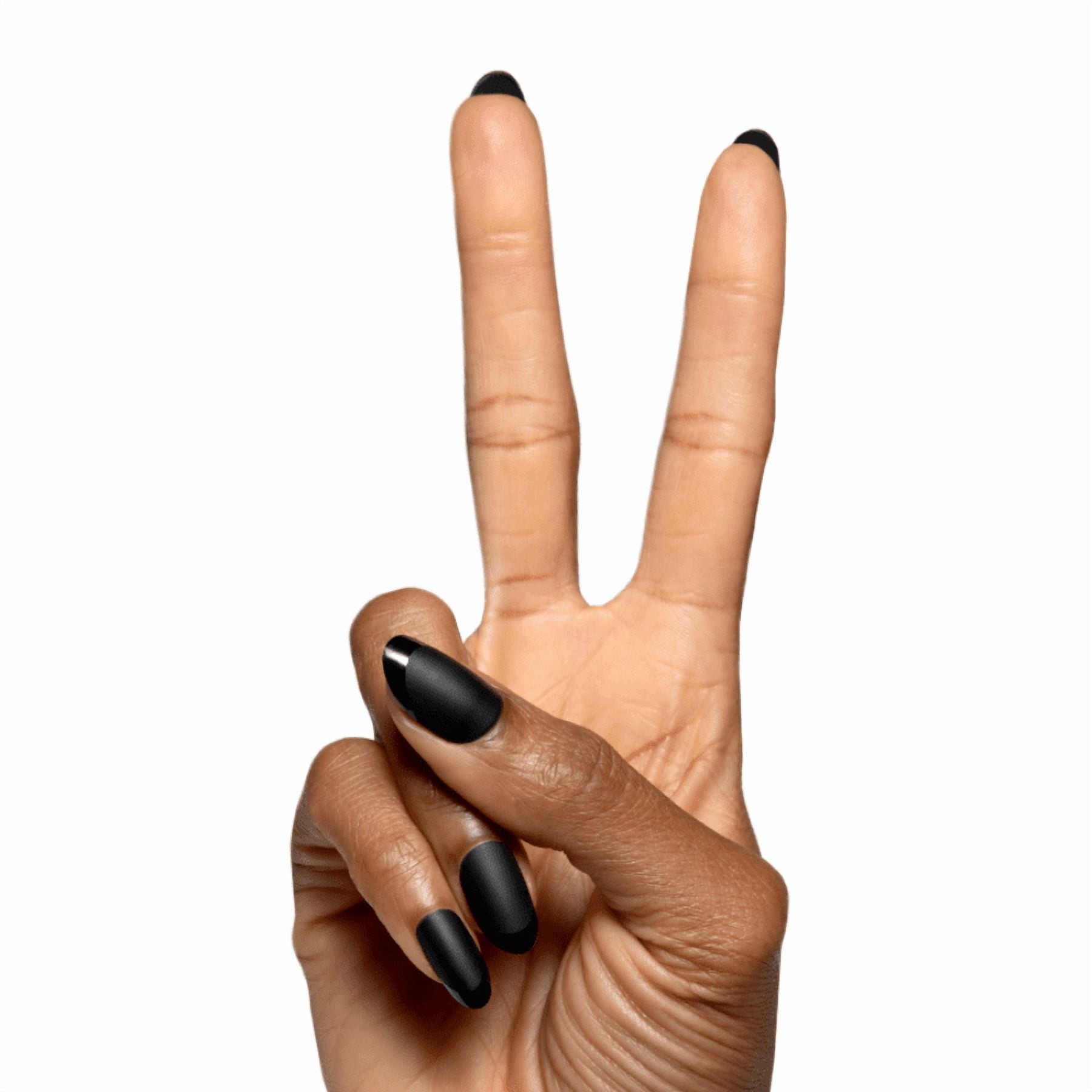 Olive & June Instant Mani Press-on Nails, Medium Oval Shape, Glossy Black French Tip (42 Pieces) j18lz