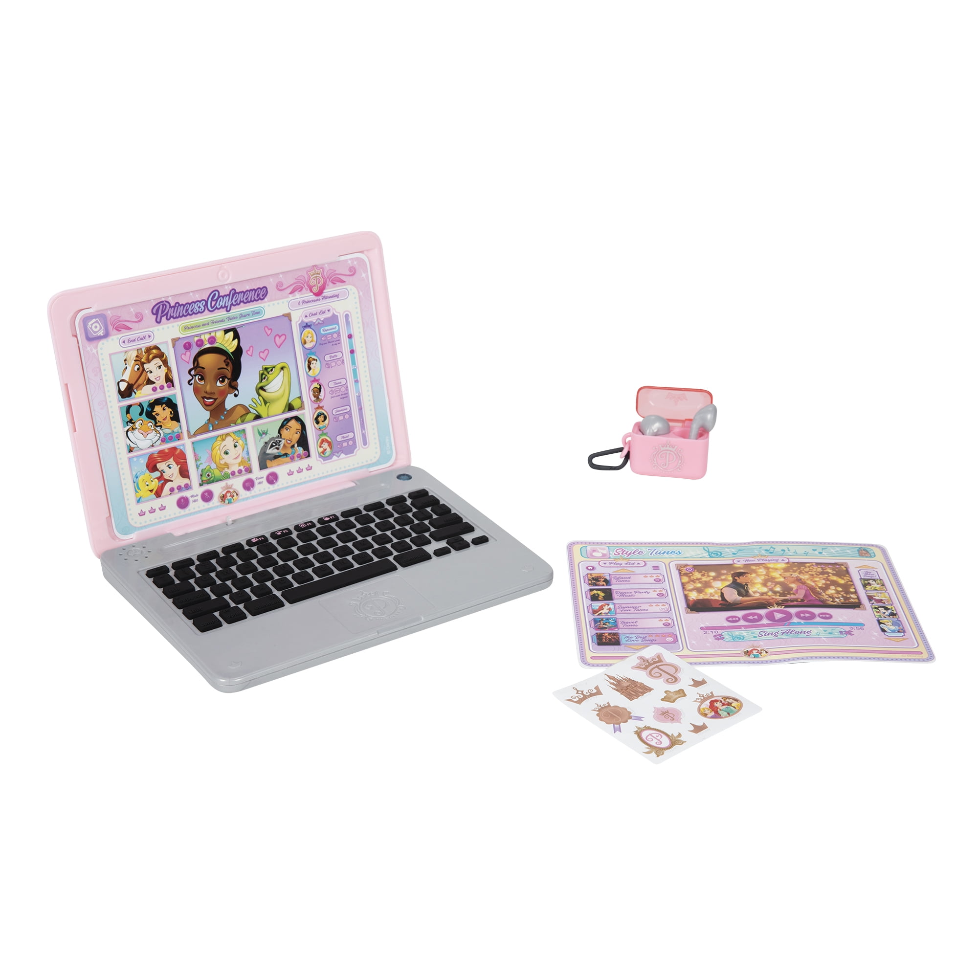Disney Princess Style Collection Pretend Laptop with Play Earbuds (Pink, 1 Set) 8d370