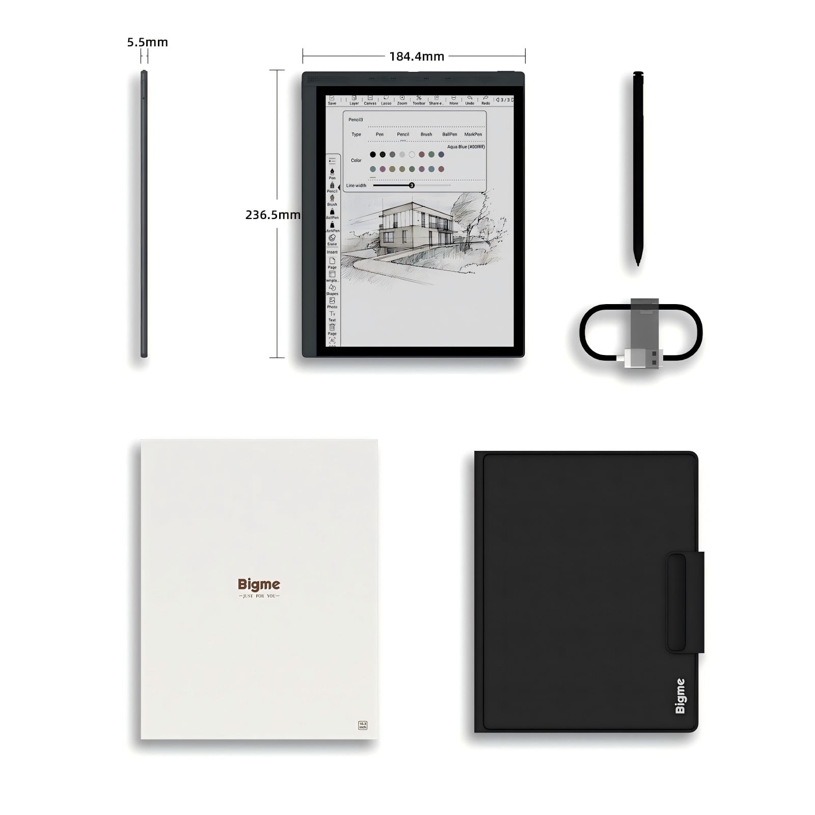 BIGME B1051C 10.3-inch Color E-Paper Tablet, High-Resolution E-Ink Reader with 128GB Storage (Black) d0cvt