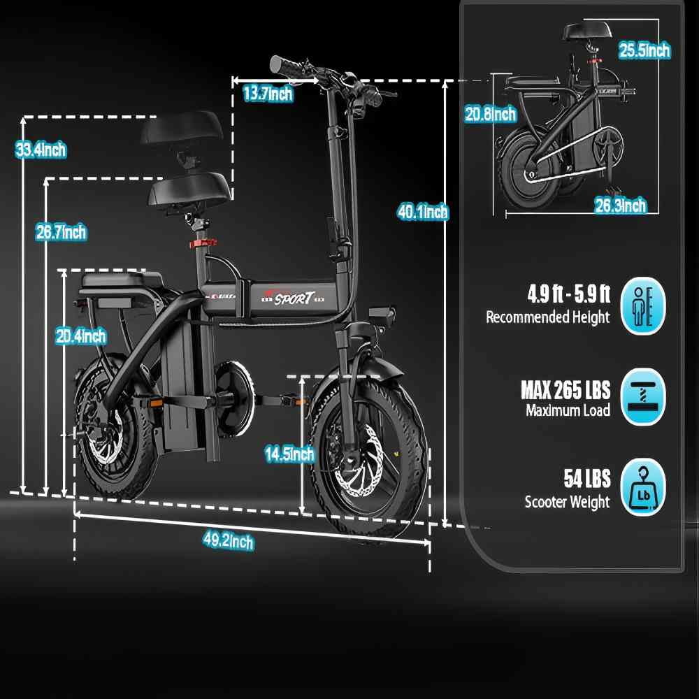 AZHAR 750W Foldable Electric Bike for Adults, Commuter E-Bike with 48V 10Ah Removable Battery (14 in) 7zh5g