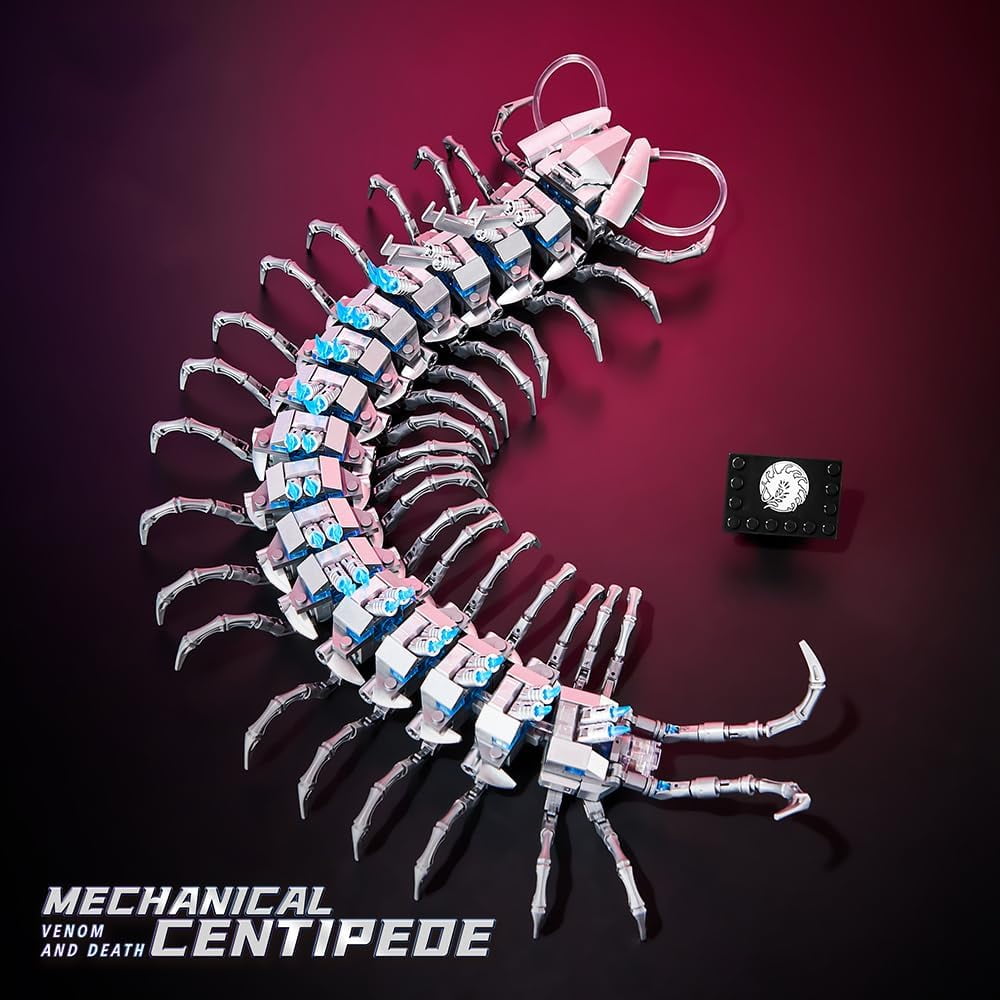 Aasimar Glowing Centipede Building Set, Articulated STEM Construction Toy with Light-Up Features (Multi-Color, 698 Pieces) ccuz9