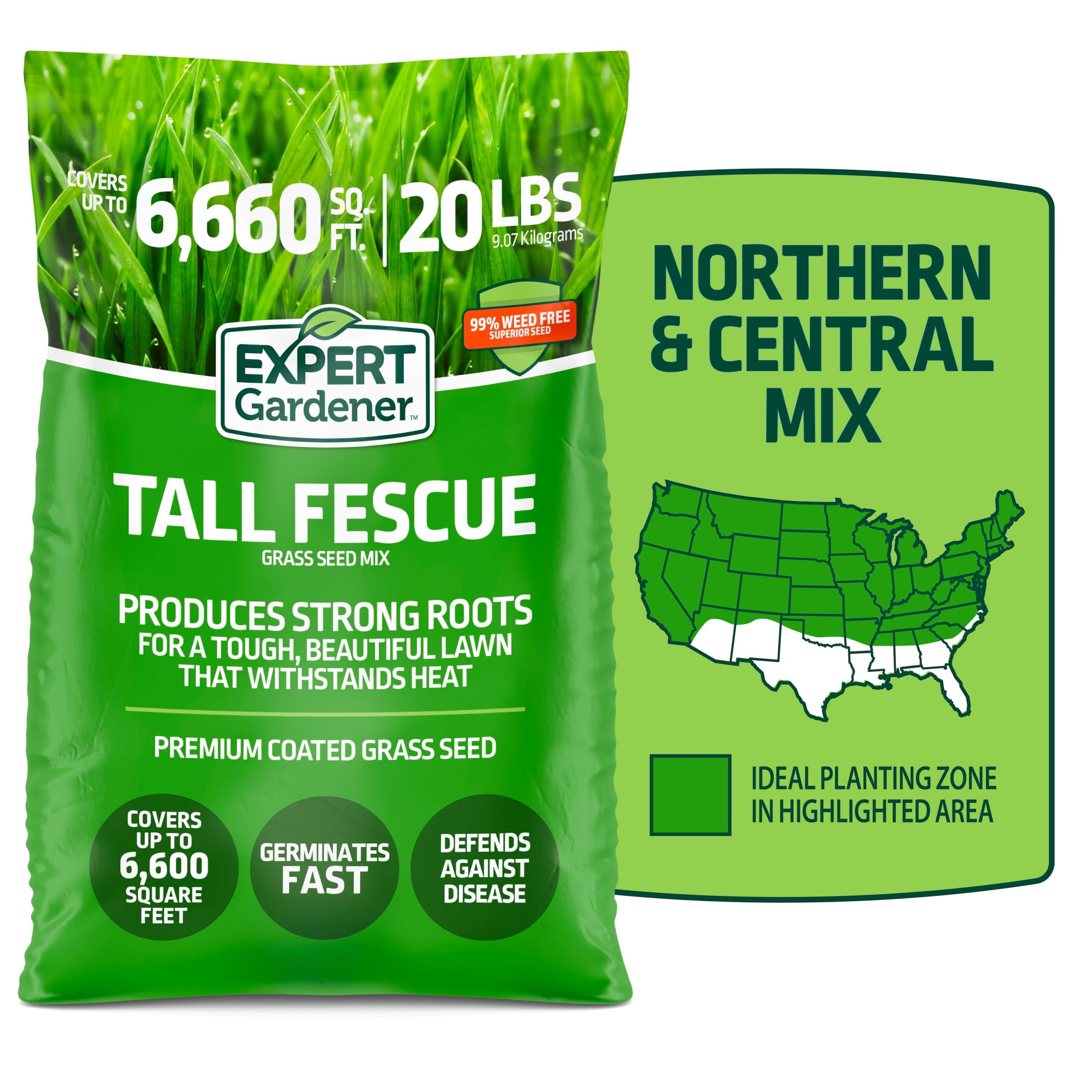 Expert Gardener Tall Fescue Grass Seed Mix (Sun to Partial Shade, 20 lb) m11y6