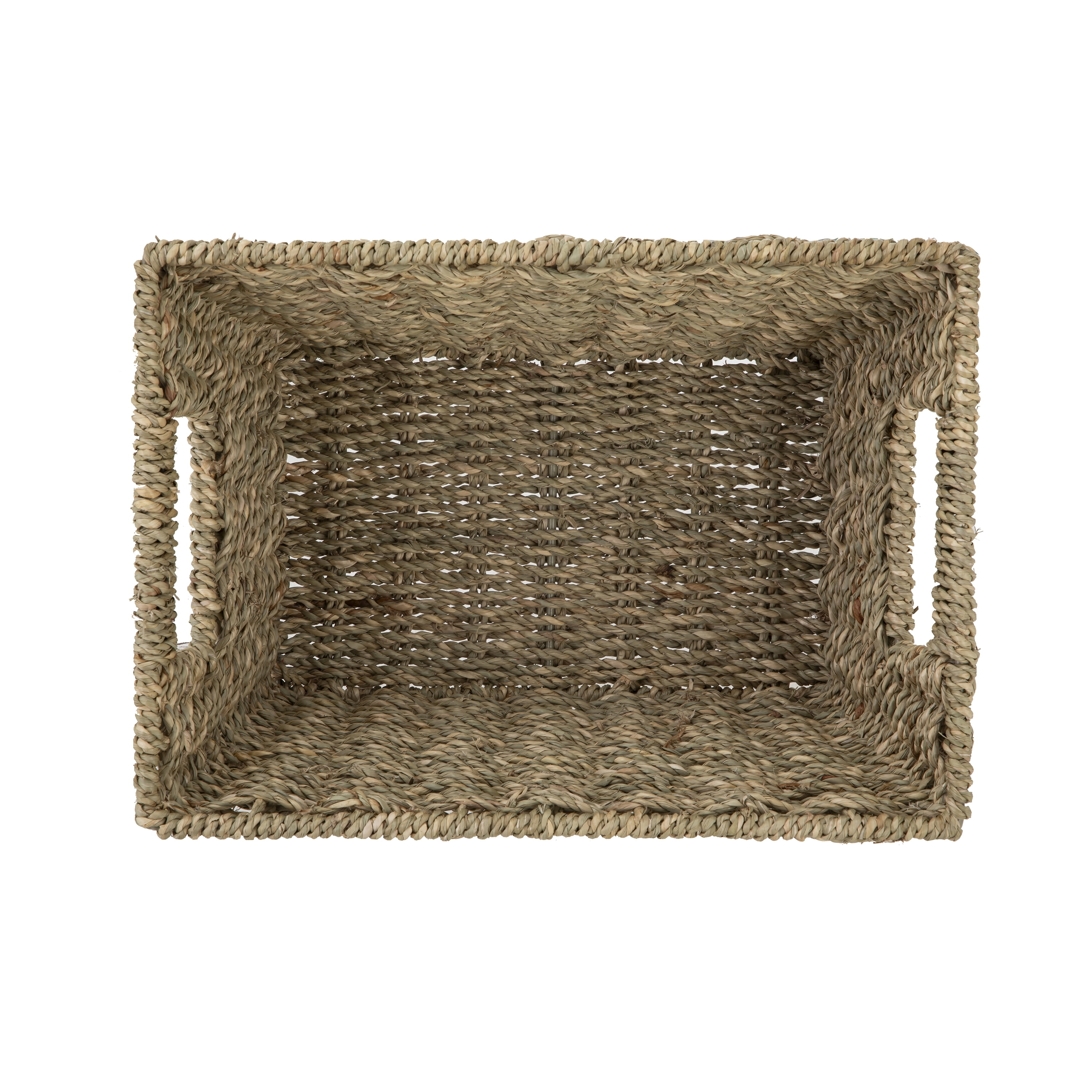 Mainstays Natural Handwoven Seagrass Basket, Decorative Storage Organizer (Rectangle, 12 in x 8 in x 6 in) w3a0o