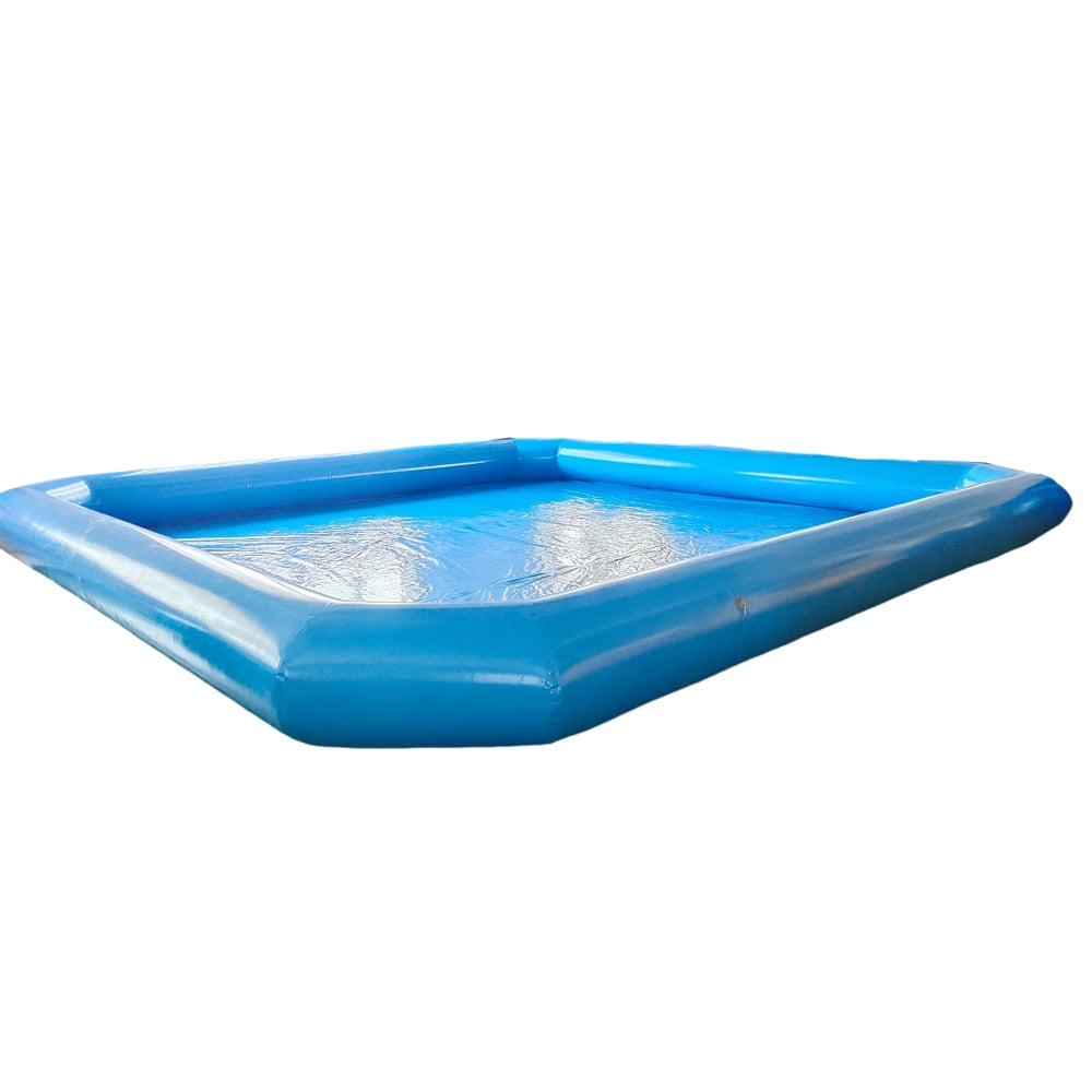 Intbuying Large Inflatable Square Swimming Pool with 110V Blower (Blue, 23x23x1.8 ft) is70y