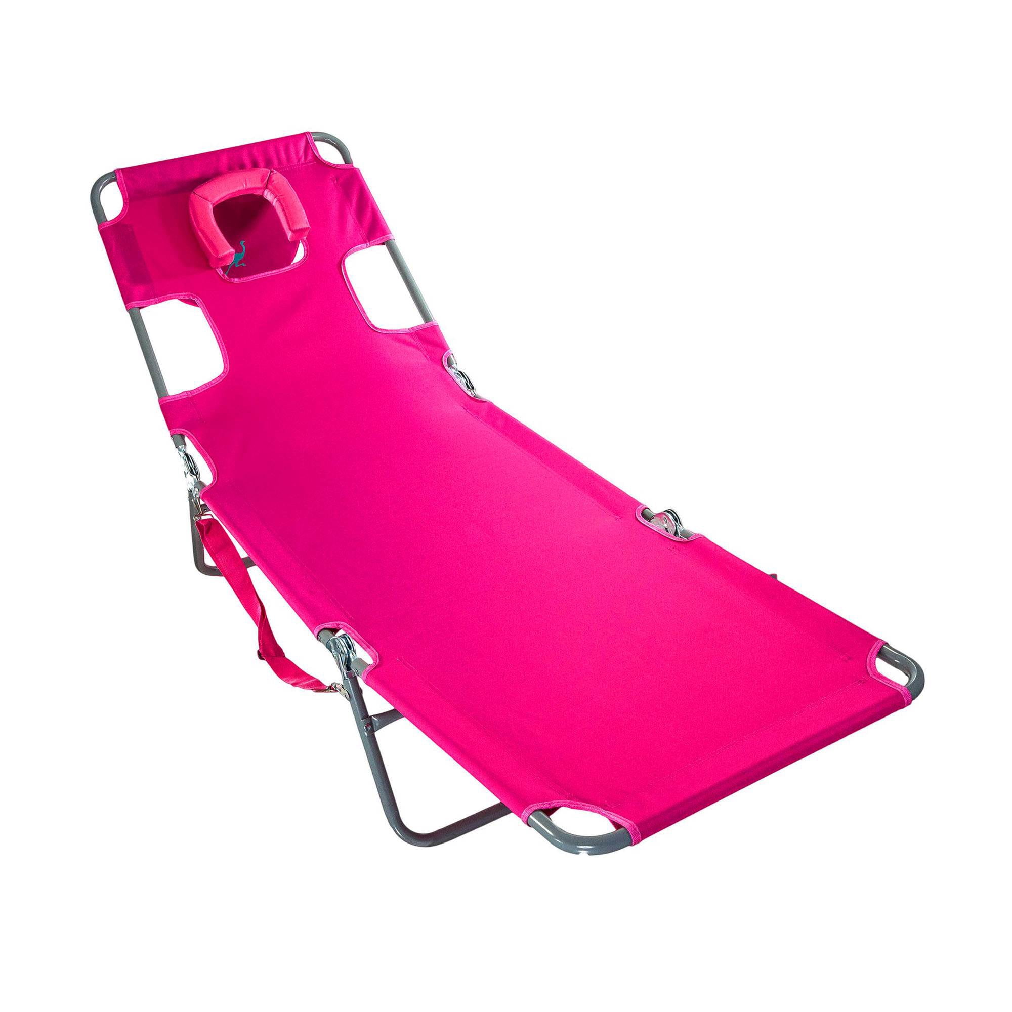 Ostrich Comfort Lounger and Chaise Sunbathing Beach Chair Set (Pink, 72 in x 24 in) u34c1