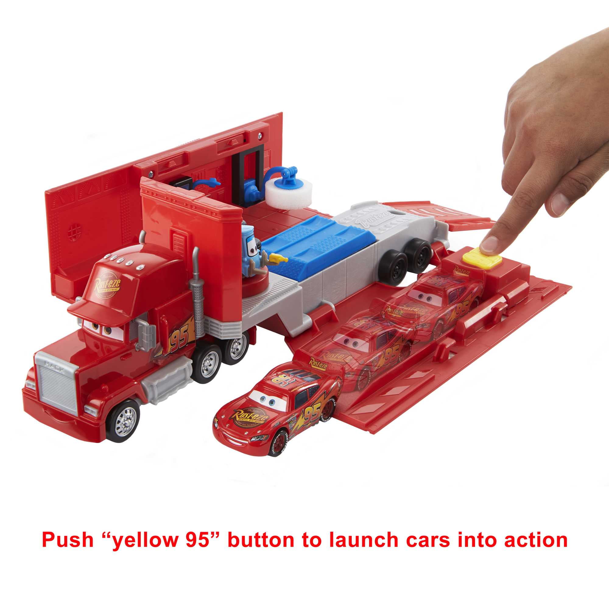 Disney Pixar Cars Transforming Mack Playset, 2-in-1 Transporter and Tune-Up Station (17 in) npm7u
