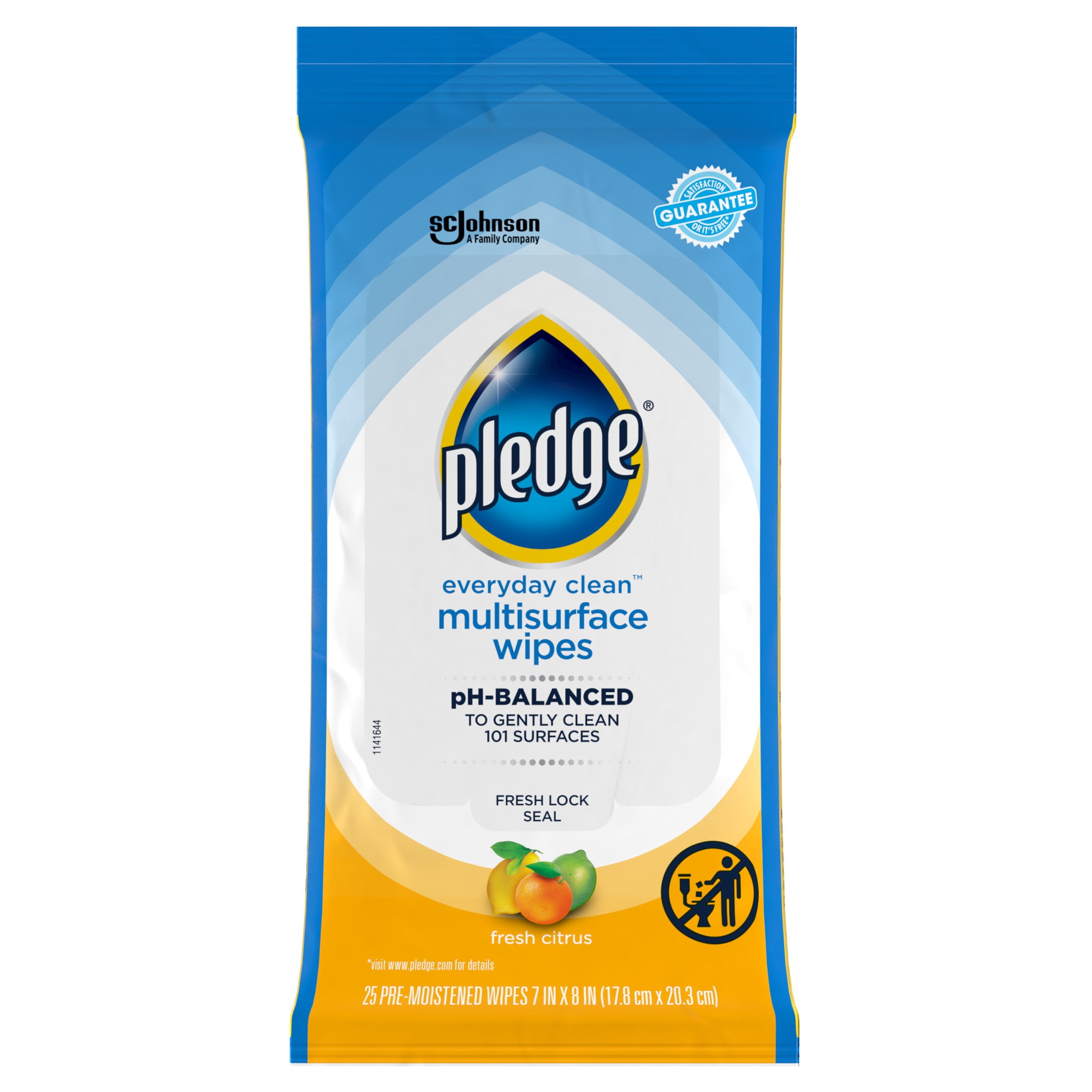 Pledge Multisurface Cleaning Wipes, pH Balanced, Fresh Citrus (25 Count) 40hdo