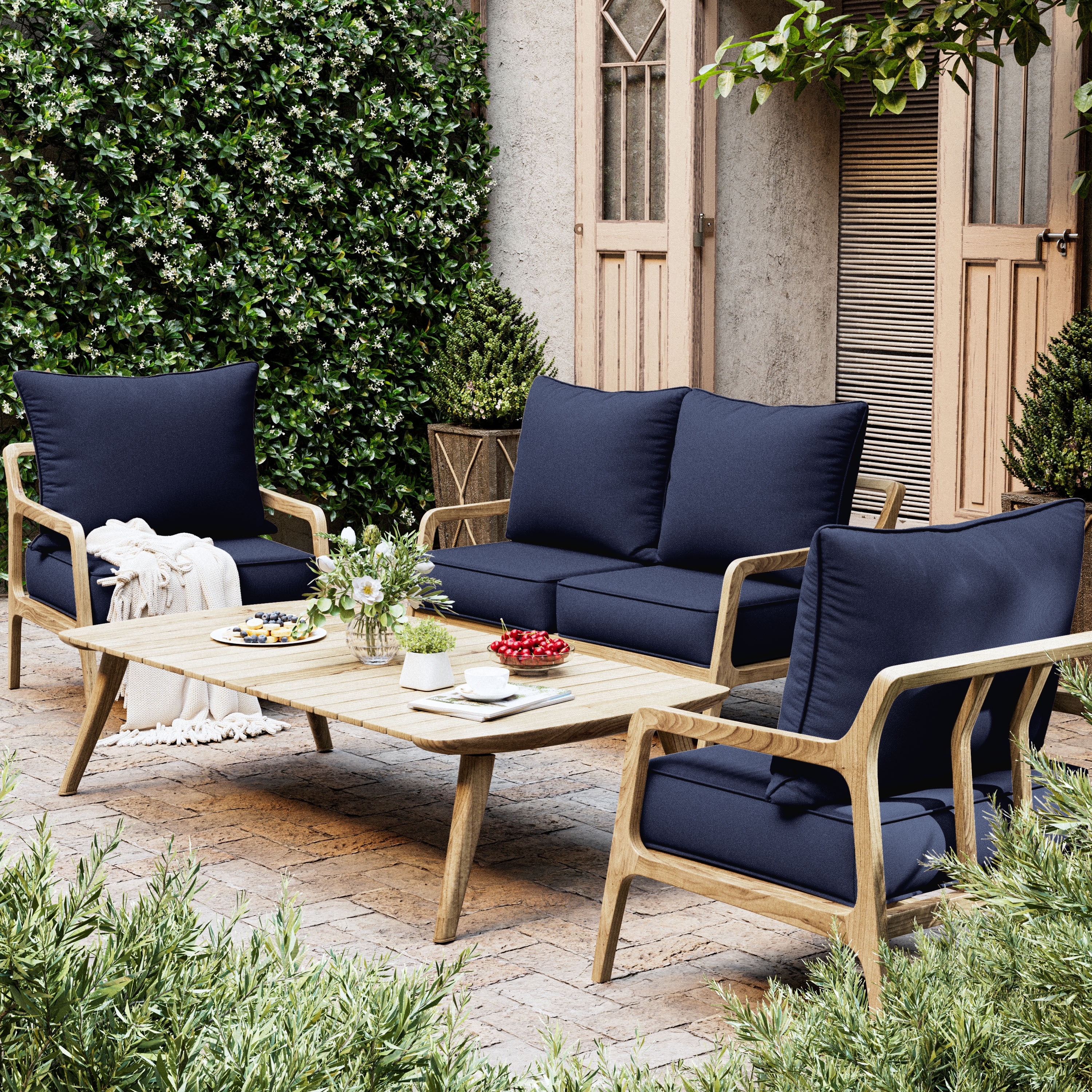 Kimunuk Outdoor Deep Seat Cushion Set, Patio Furniture Replacement Cushions for Sofa Couch (Navy, 24 in x 24 in x 6.5 in) wf78i