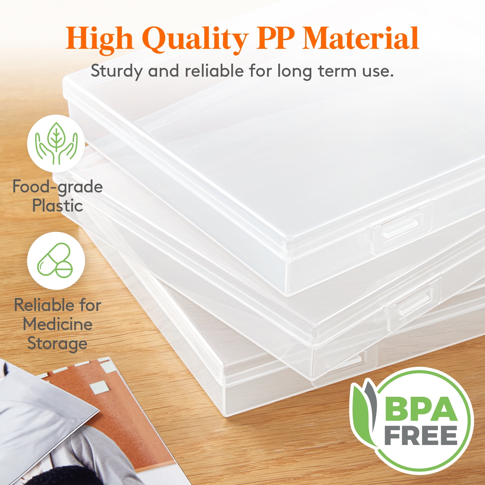 Lifewit Photo Storage Box Organizer Case (Clear, 9-Pack for 5x7 Photos) 5e6ks