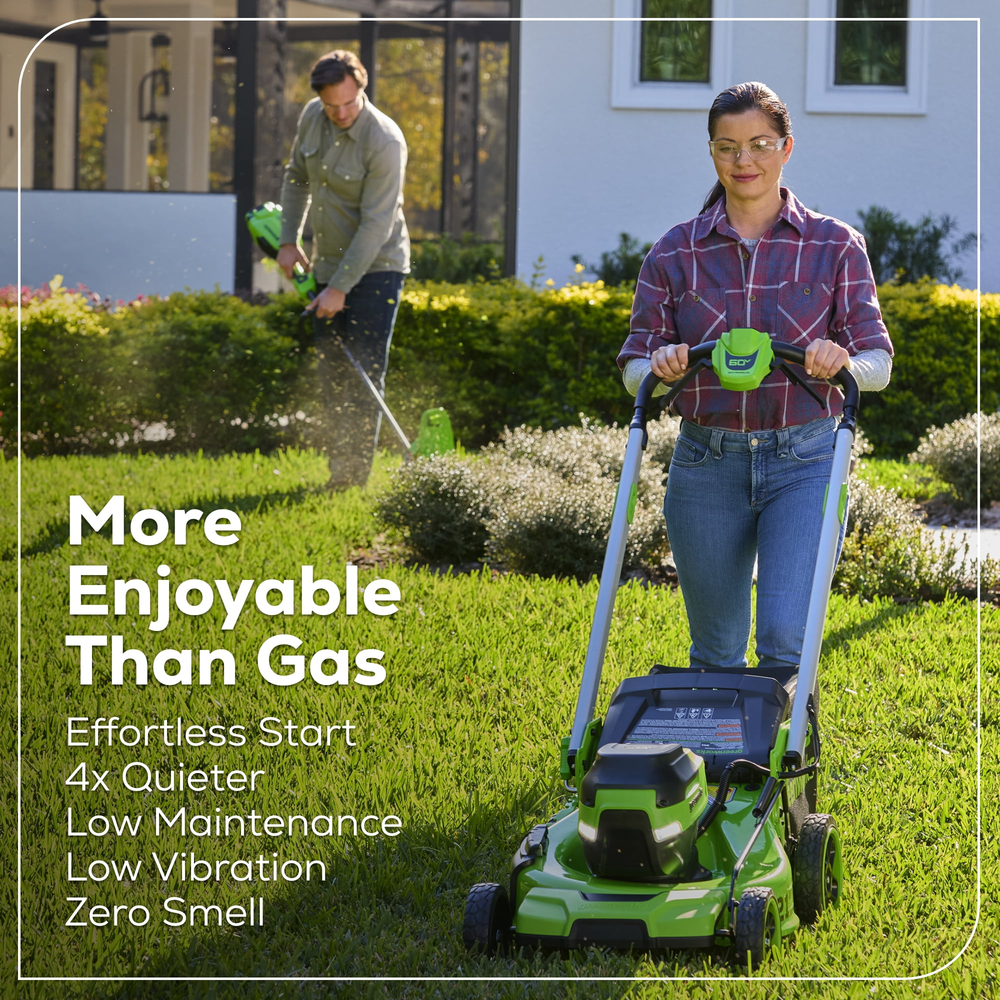 Greenworks 60V 21 in Self-Propelled Lawn Mower with 8.0 Ah Battery and Rapid Charger (Green, 21 in) ijbnt