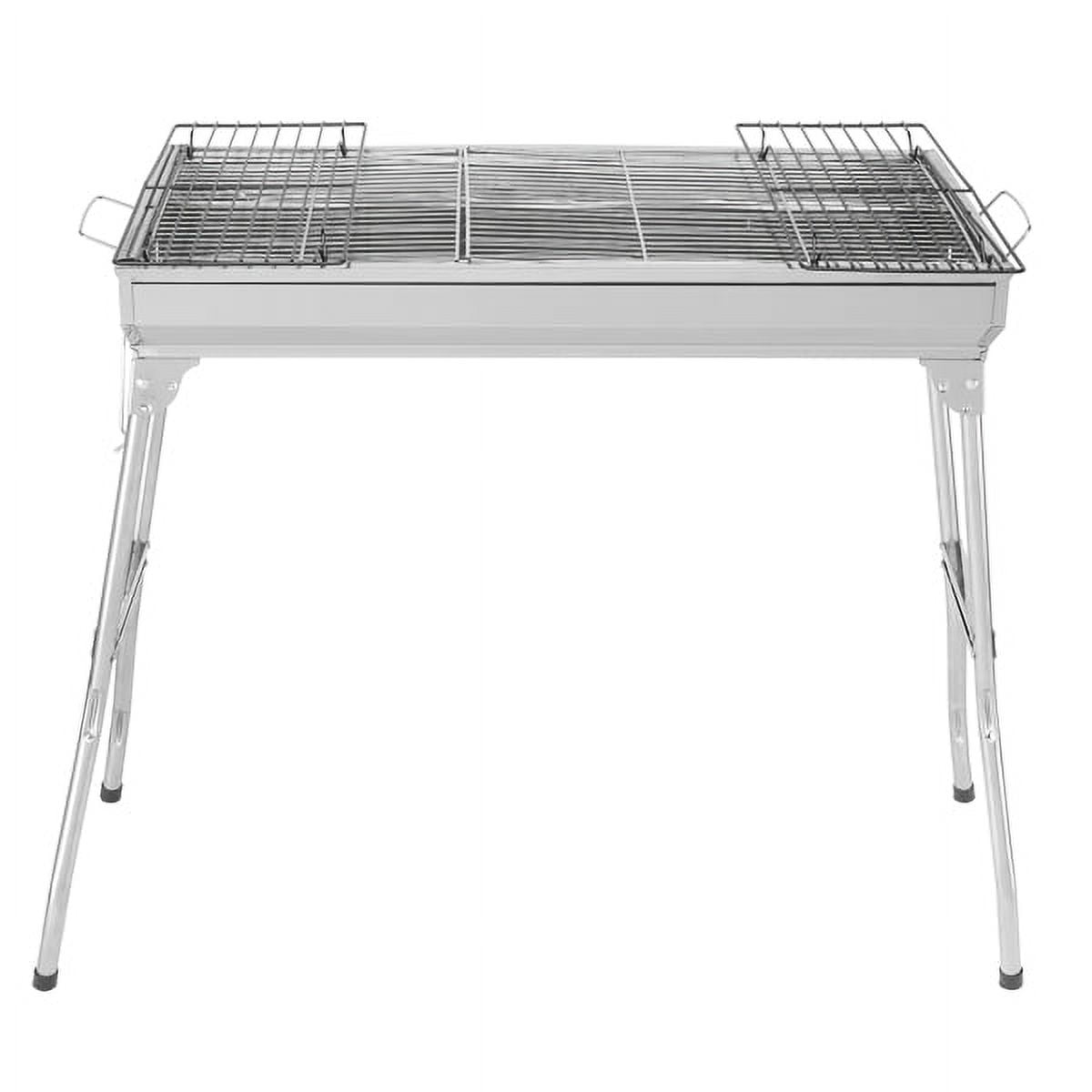 AsterOutdoor Portable Stainless Steel Grill, Lightweight Outdoor Camping BBQ Stove with Anti-Scald Handle (Silver, 15.7 in x 11.8 in) 9ky87